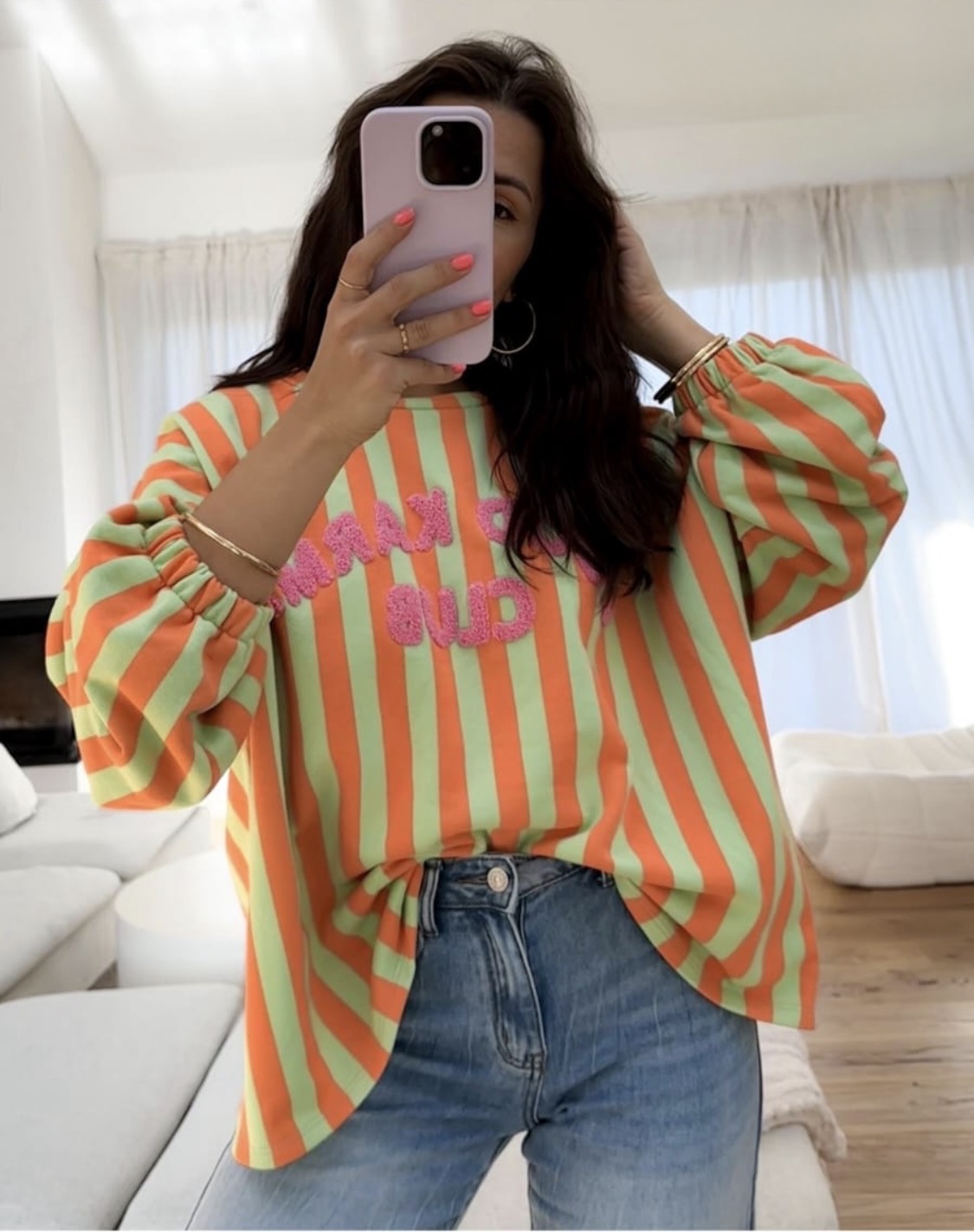 Sweatshirt „Good Karma Club“ – Color Stripe Made in Italy