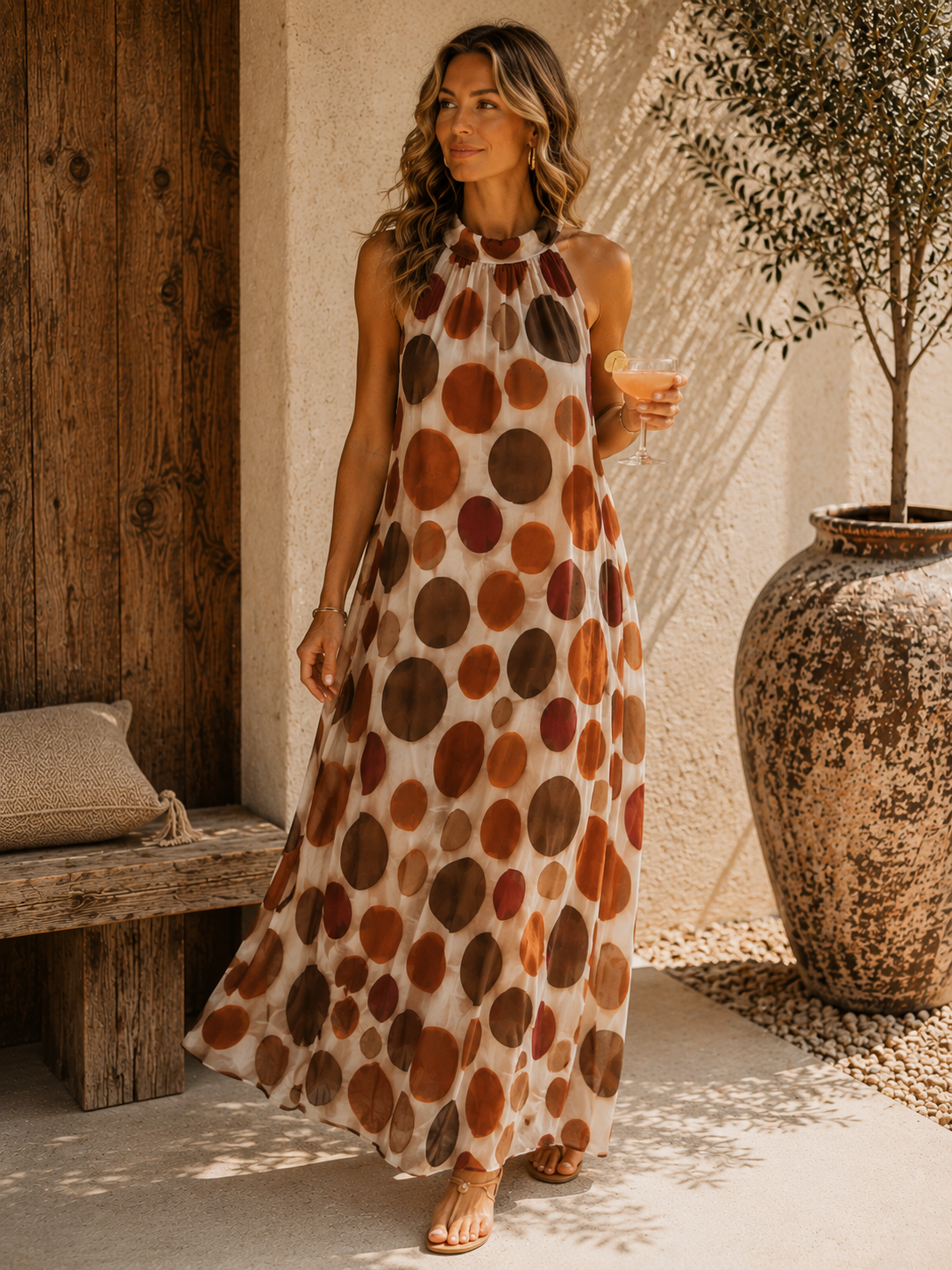 Polka Dots Kleid Zakynthos – Made in Italy | Passend bis zu einer guten Größe 42