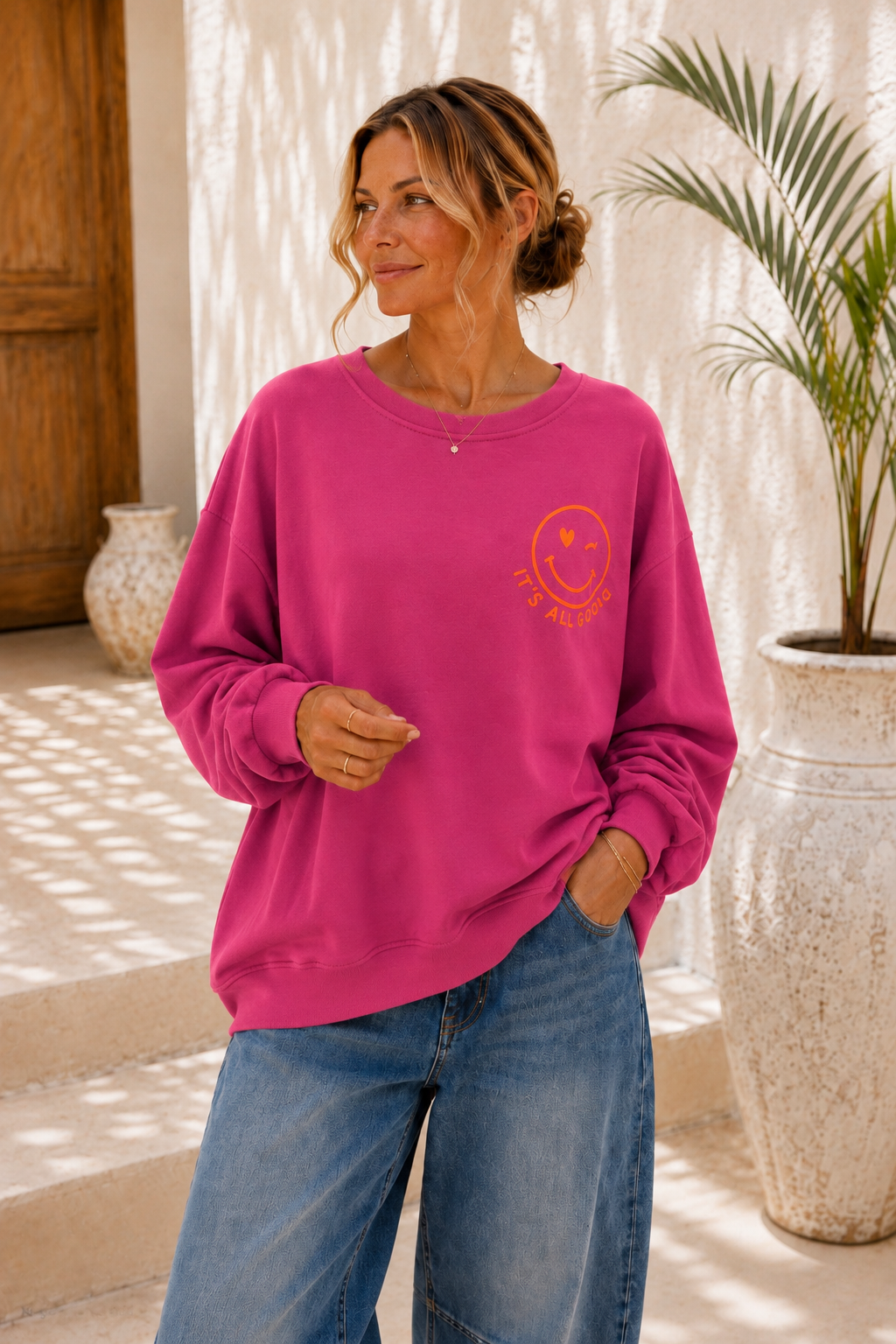Sweatshirt „Happy Vibes NINA“ – Made in Italy