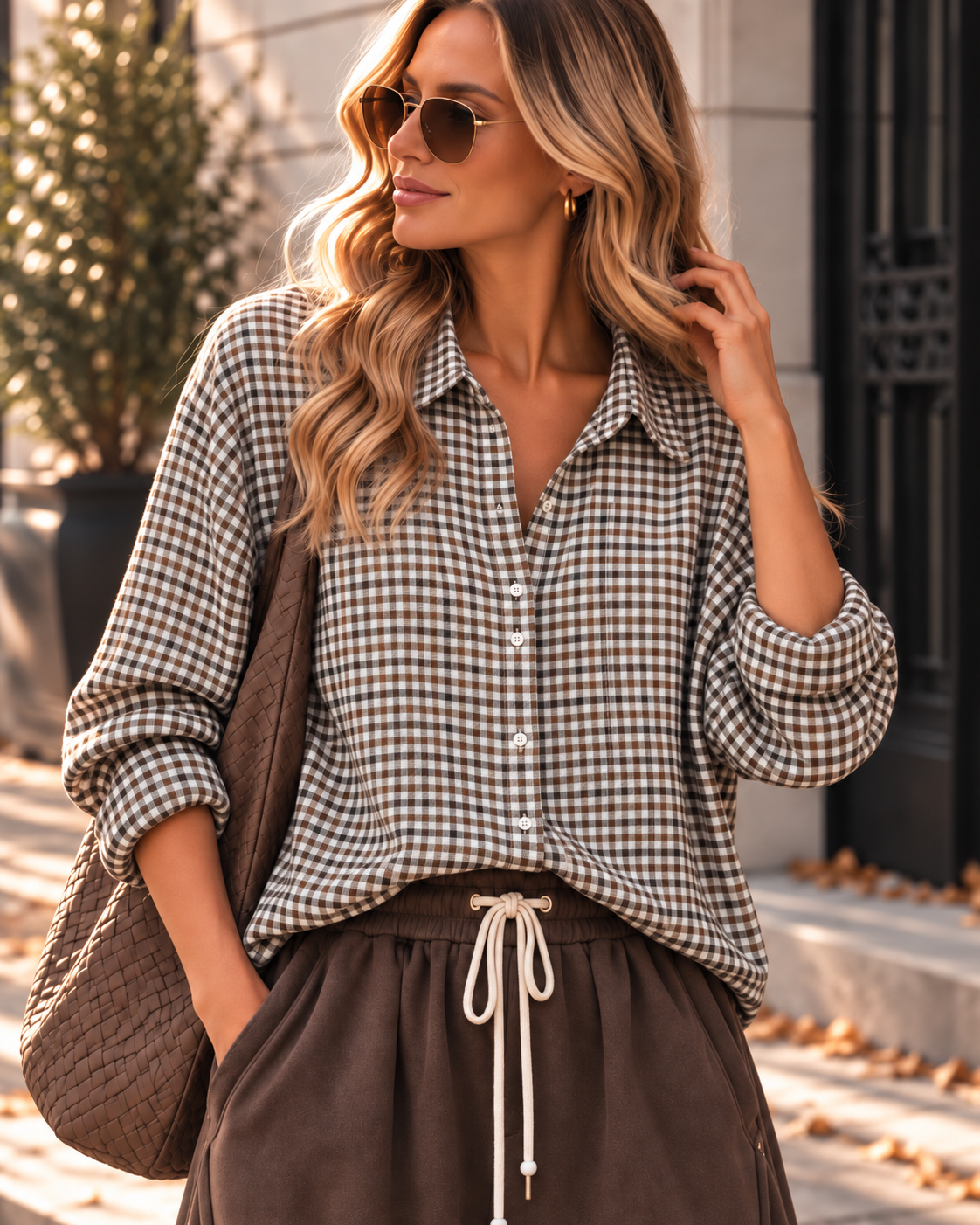 Karo-Bluse – lässiger Oversize-Look I BL0134 I 34-42 I Made in Italy