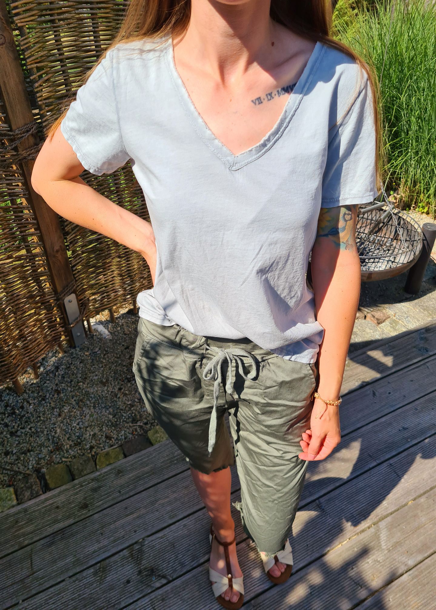 T-SHIRT BLANCO HELLGRAU 34-38/40 Made in Italy Basic Shirt Kurzarm Vintage Look T-SHIRT BLANCO HELLGRAU 34-38/40 Made in Italy Basic Shirt Kurzarm Vintage Look