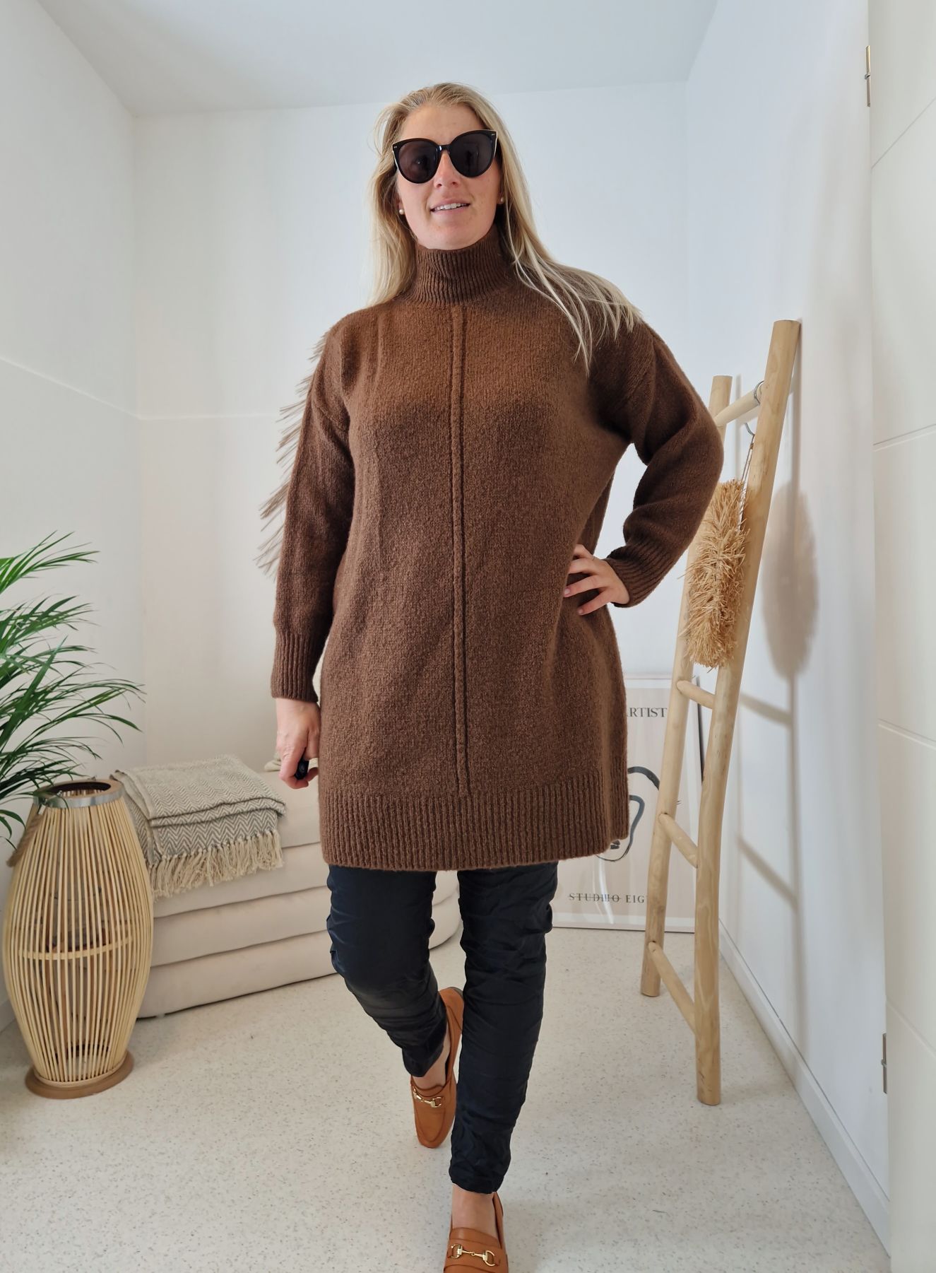 LONG KNIT SWEATER LUDOVIKA BRAUN Strick Pullover Kleid Made in Italy 34-42/44 LONG KNIT SWEATER LUDOVIKA BRAUN Strick Pullover Kleid Made in Italy 34-42/44