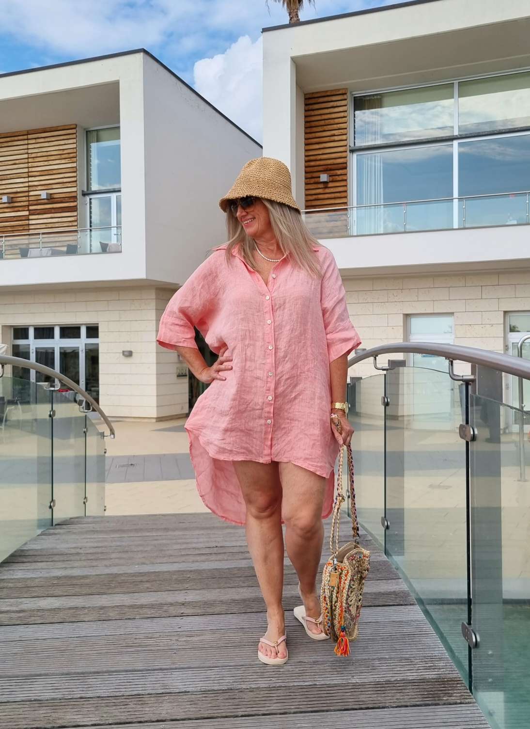 LINEN TUNIKA AREZZO LONG KORALLE Leinen Bluse Kleid Made in Italy 34-42 Longbluse LINEN TUNIKA AREZZO LONG KORALLE Leinen Bluse Kleid Made in Italy 34-42 Longbluse