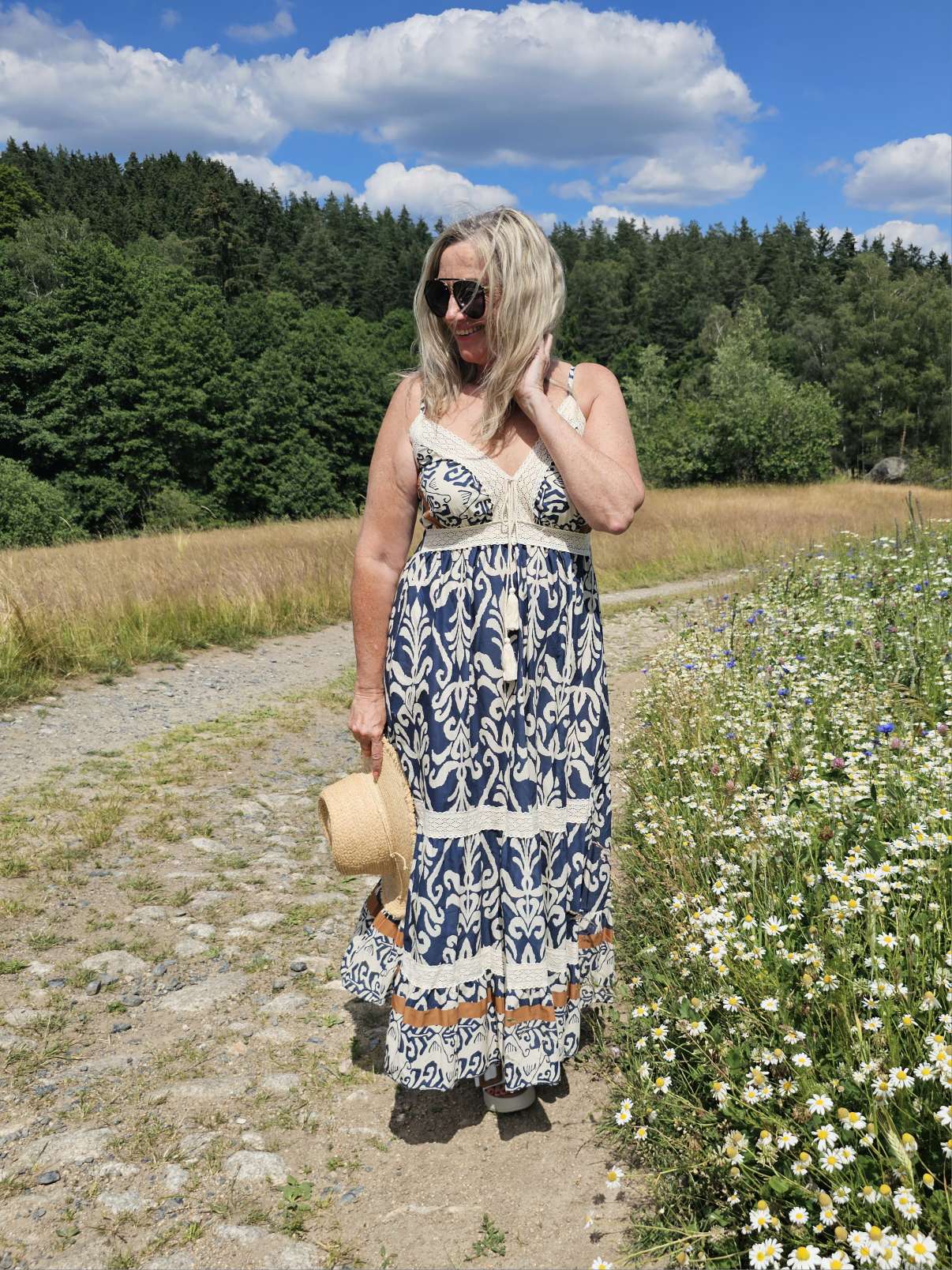 SPAGHETTTRÄGERKLEID FIONA BLAU 36 -42 Made in Italy Maxi Kleid Dress