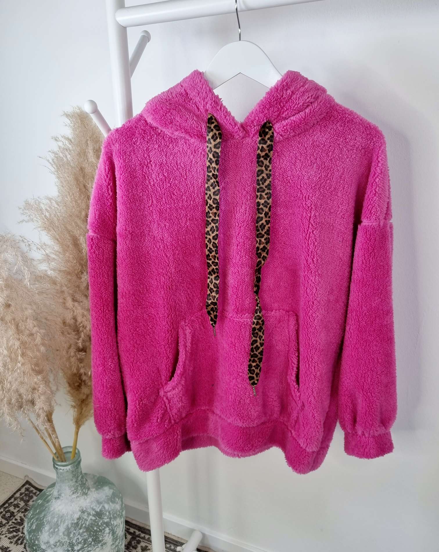HOODIE ROSIE TEDDY PINK Sweater Kapuze Made in Italy 34-42 Longsleeve Pullover LEO versch. Farben HOODIE ROSIE TEDDY PINK Sweater Kapuze Made in Italy 34-42 Longsleeve Pullover LEO versch. Farben