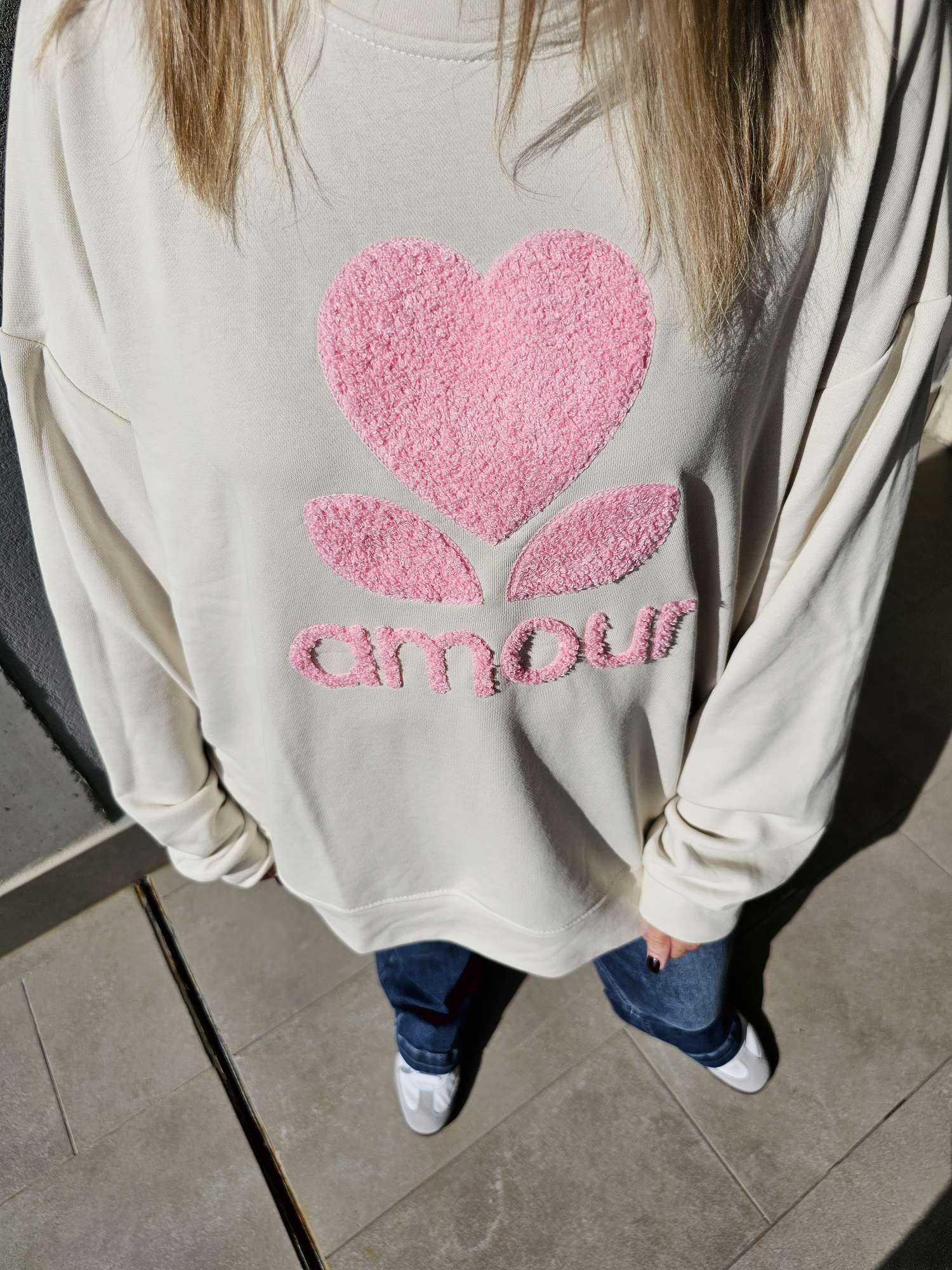 BASIC SWEATER AMOUR geflockt Made in Italy 34 - 42 BASIC SWEATER AMOUR geflockt Made in Italy 34 - 42