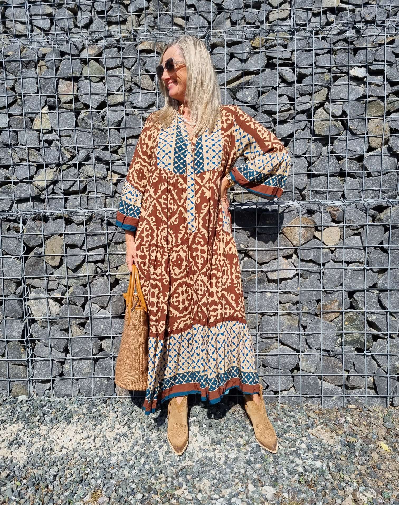 MAXI TUNIKA DRESS IRINA BRAUN 34-42 Made in Italy langes Kleid Hängerchen Tunikakleid MAXI TUNIKA DRESS IRINA BRAUN 34-42 Made in Italy langes Kleid Hängerchen Tunikakleid