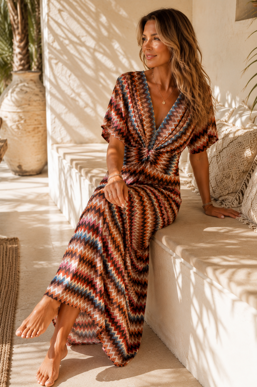 Maxi-Kleid „Alcudia“  ZickZack – Made in Italy Muster Gr. 34-42