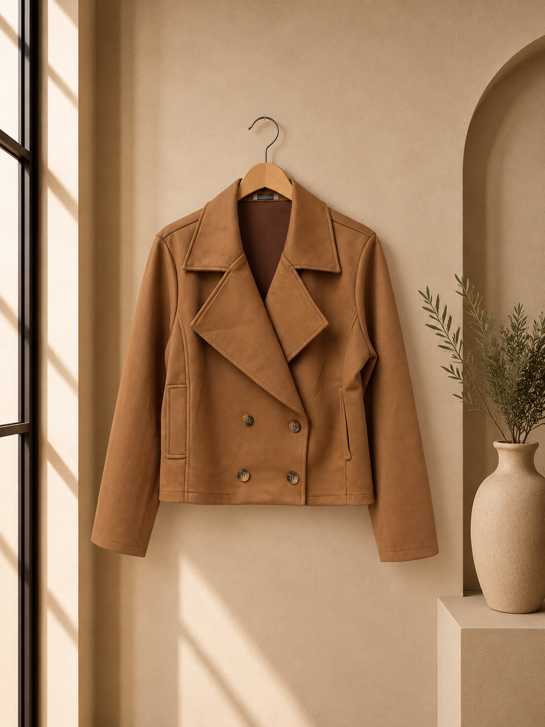 Jacke Veloursleder-Optik CAMEL I J0041 I Made in Italy 34-42