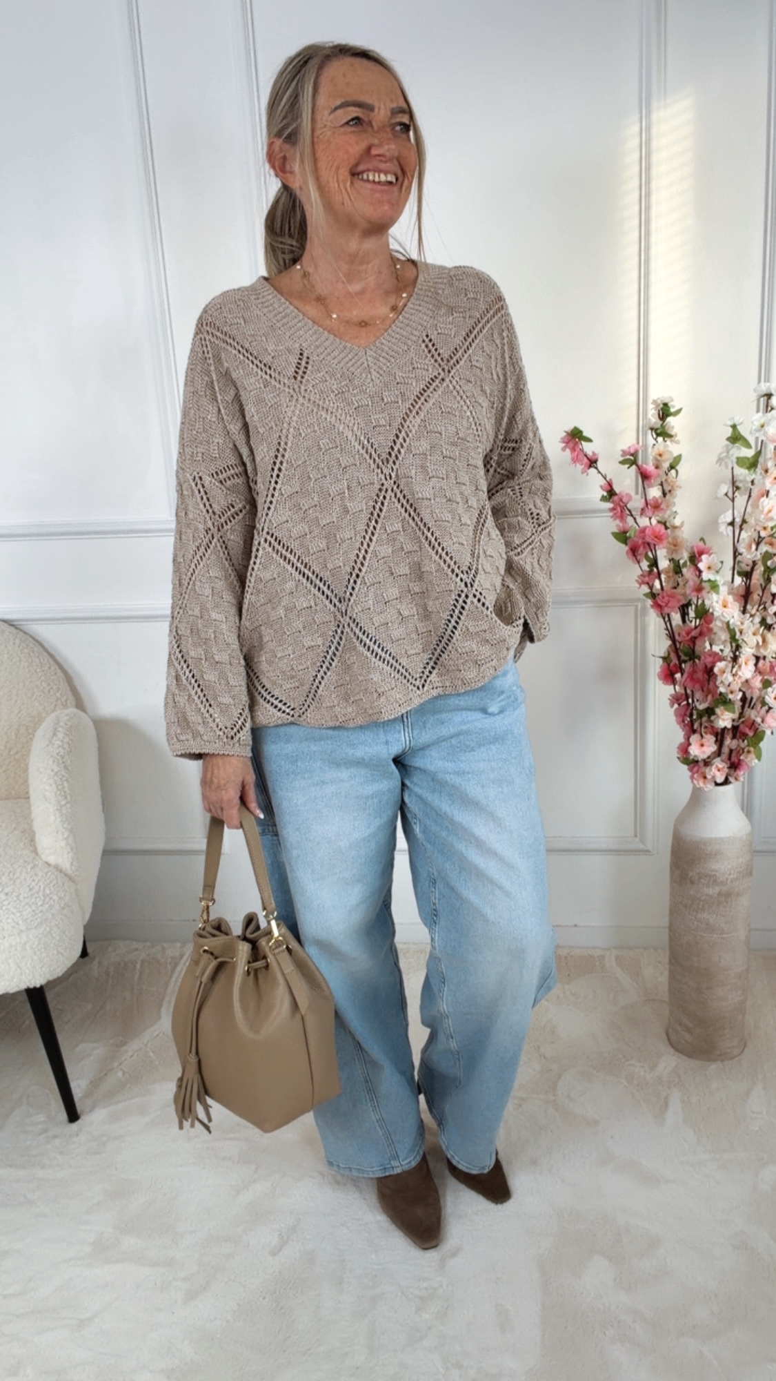 LOCHSTRICK PULLOVER LOREDALINA VENTO 34-44 Made in Italy