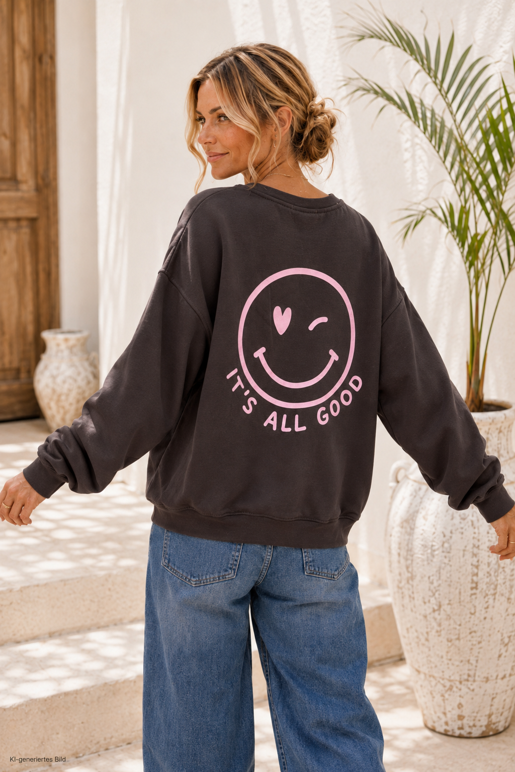 Sweatshirt „Happy Vibes NINA“ – Made in Italy