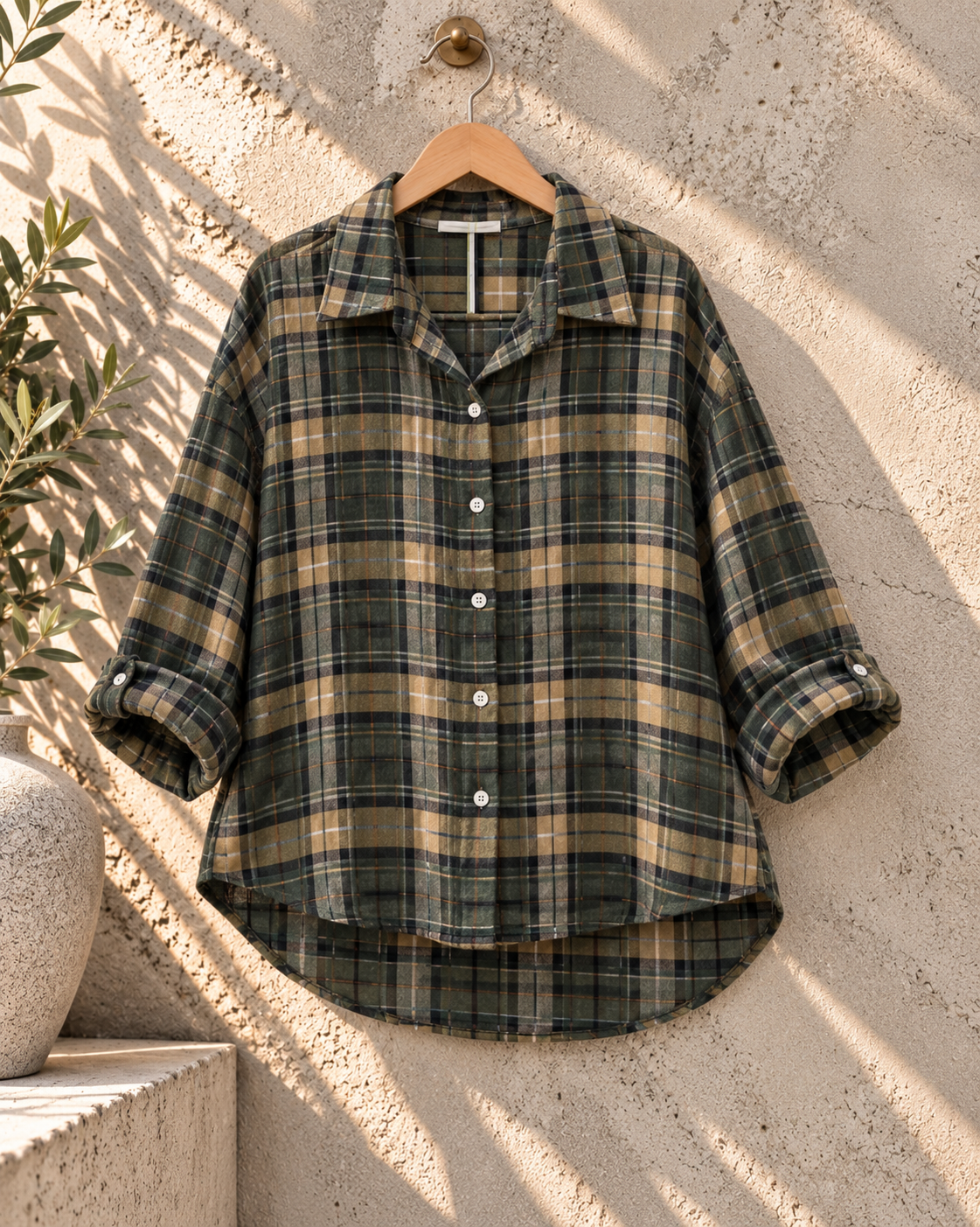 Cozy Flanell Karo Oversize-Bluse I BL0132 I 34-44 I Made in Italy