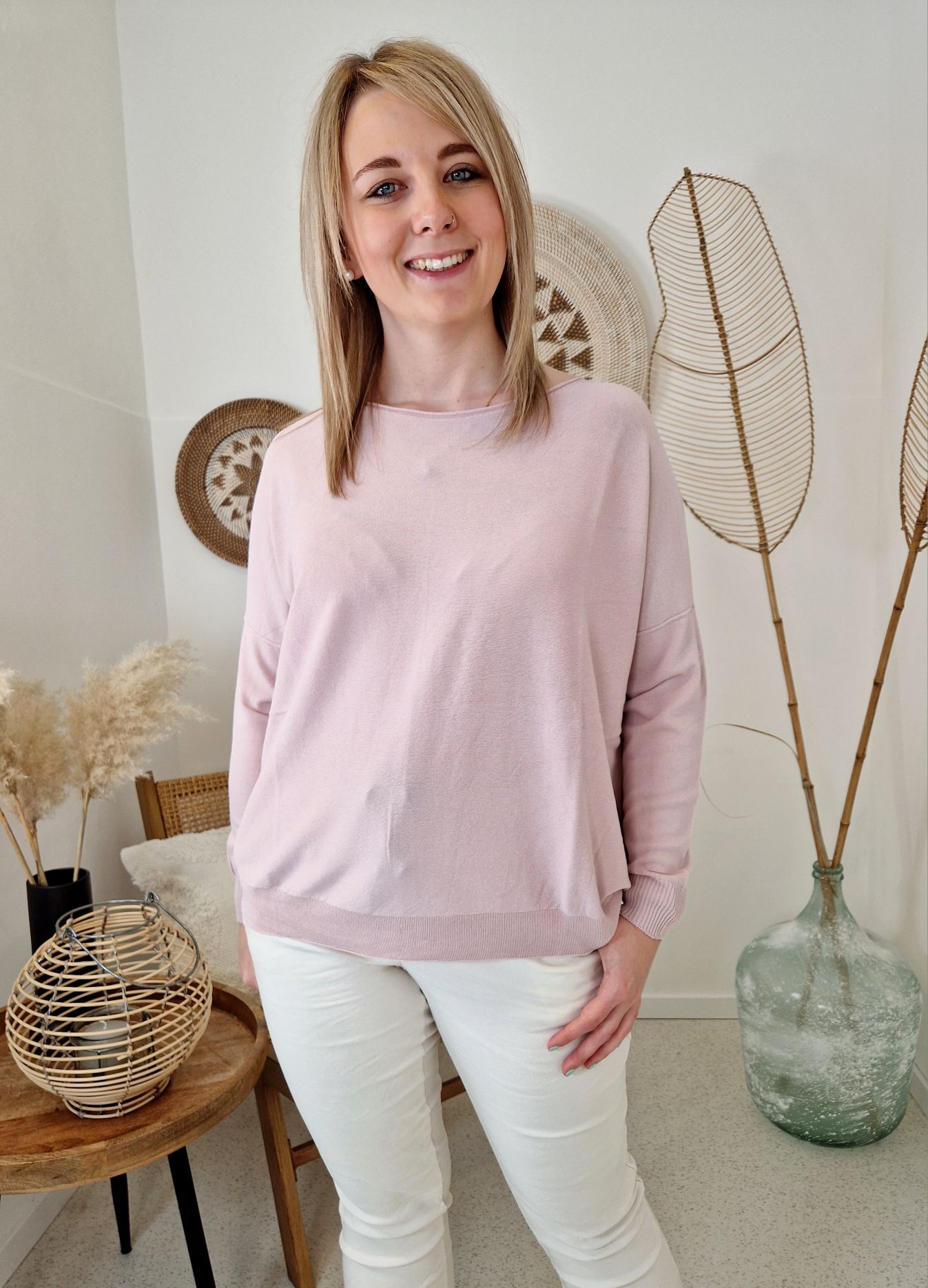 LIGHT KNIT LONGSLEEVE RESA ROSA 34-42 Made in Italy Basic Oversize Langarm Pullover