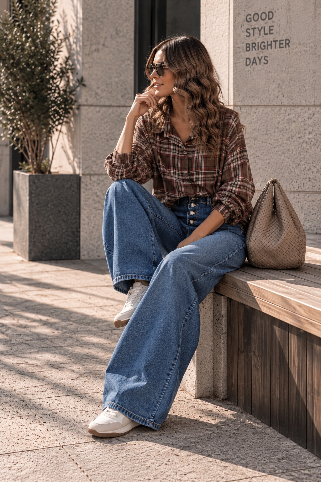 Oversize-Karo-Bluse I BL0139 I Made in Italy Gr. 34-44