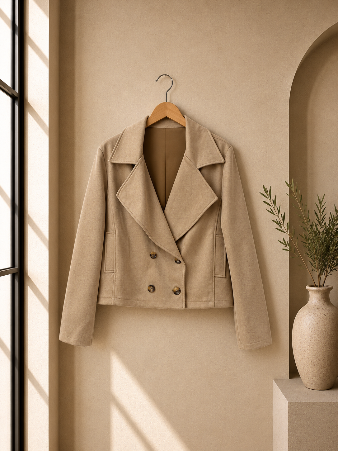 Jacke Veloursleder-Optik BEIGE I J0041 I Made in Italy 34-42