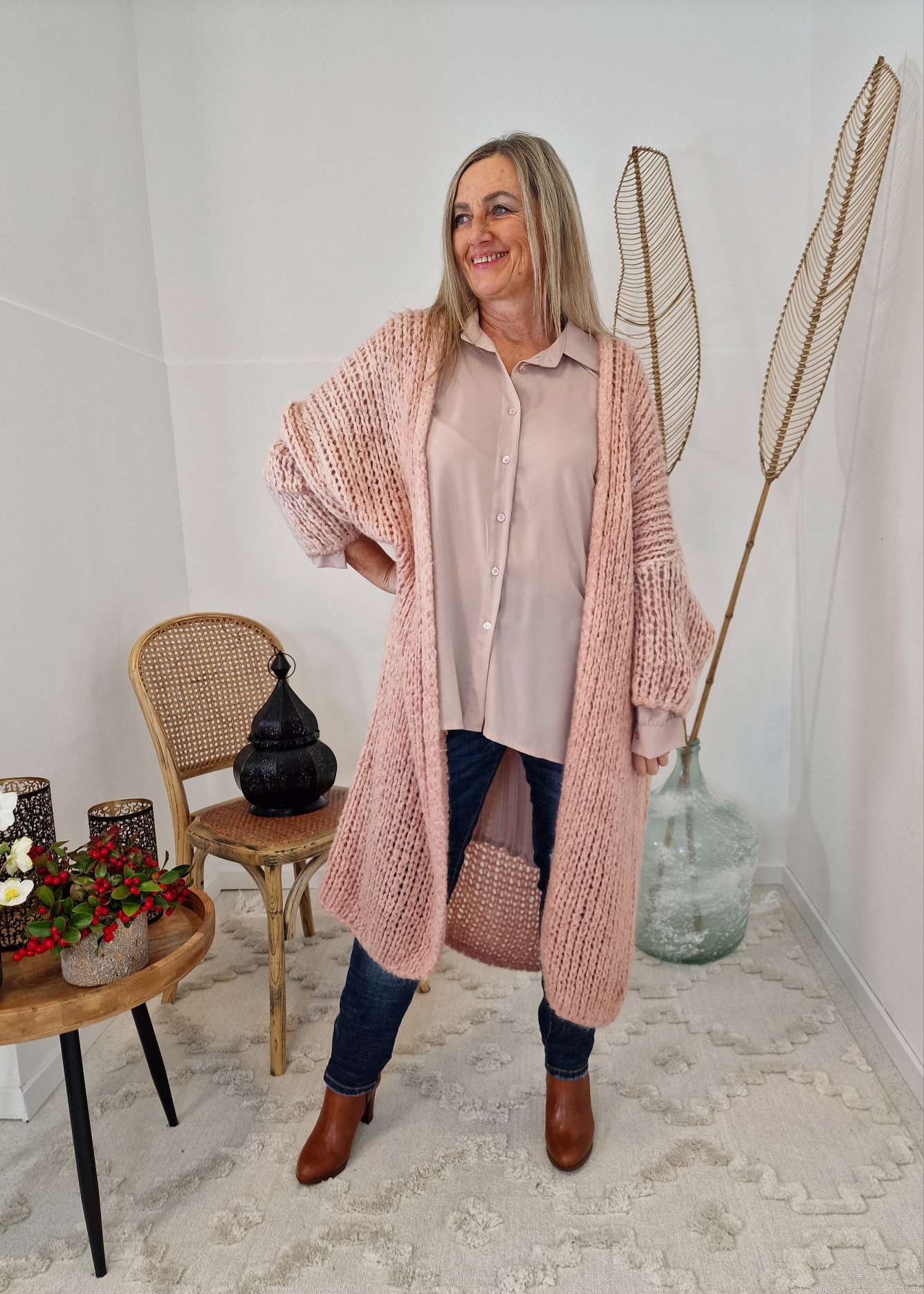 KNIT CARDIGAN LUCIEN ROSA 34-42 Made in Italy Strickjacke Mantel KNIT CARDIGAN LUCIEN ROSA 34-42 Made in Italy Strickjacke Mantel