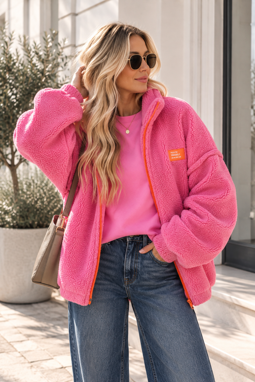Oversize Teddyjacke mit Patch – Made in Italy | bis ca. Gr. 44 | TJ0092