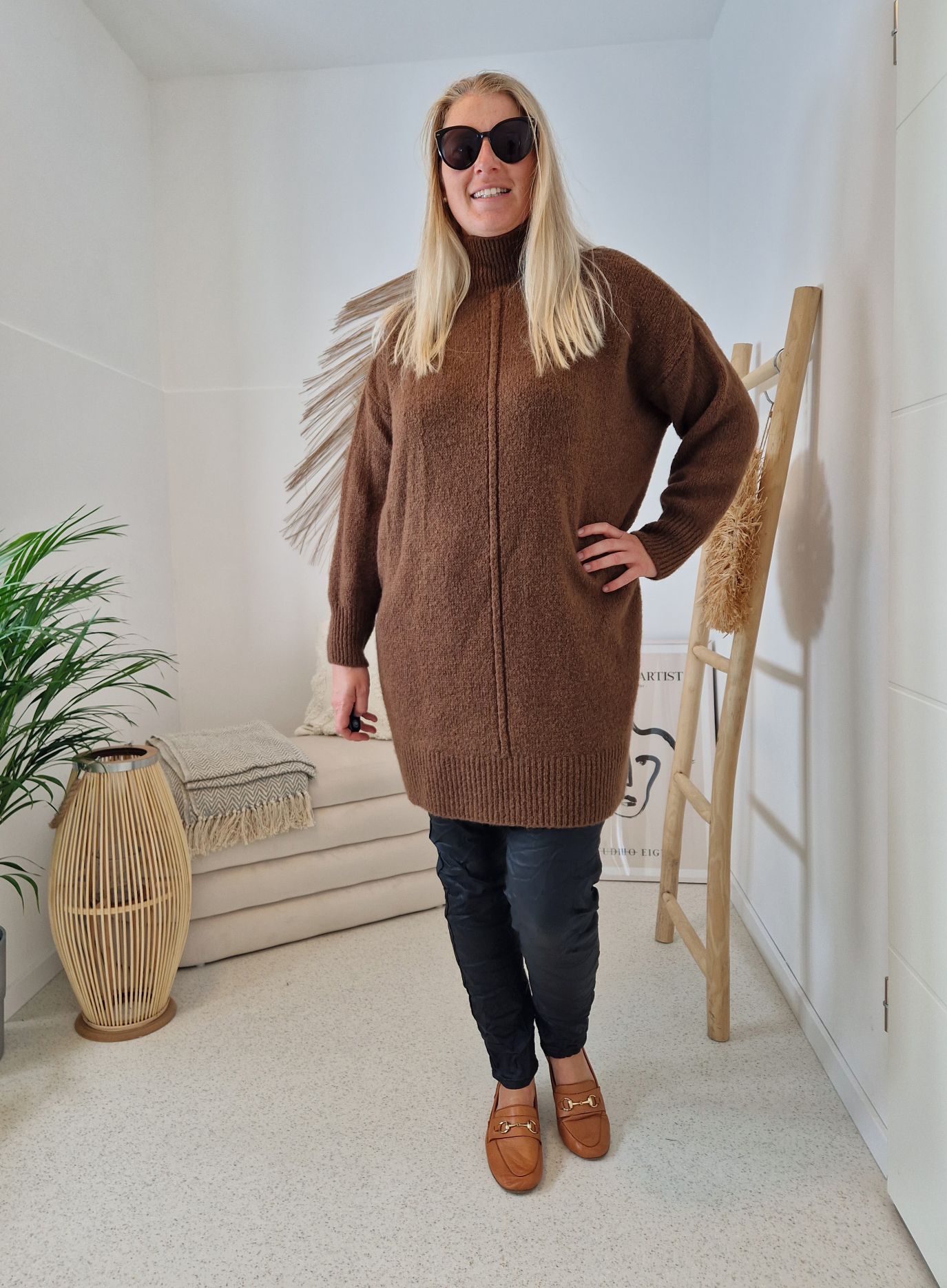 LONG KNIT SWEATER LUDOVIKA BRAUN Strick Pullover Kleid Made in Italy 34-42/44 LONG KNIT SWEATER LUDOVIKA BRAUN Strick Pullover Kleid Made in Italy 34-42/44