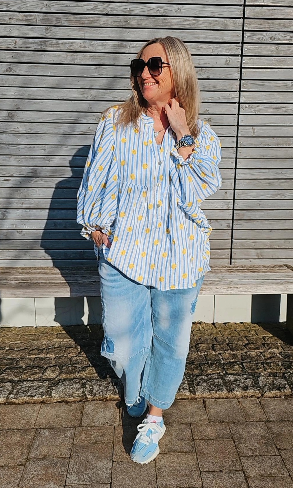 MUSSELIN BLUSE NEAPEL STREIFEN Made in Italy 34-44/46 Stripes Flowers Blumen