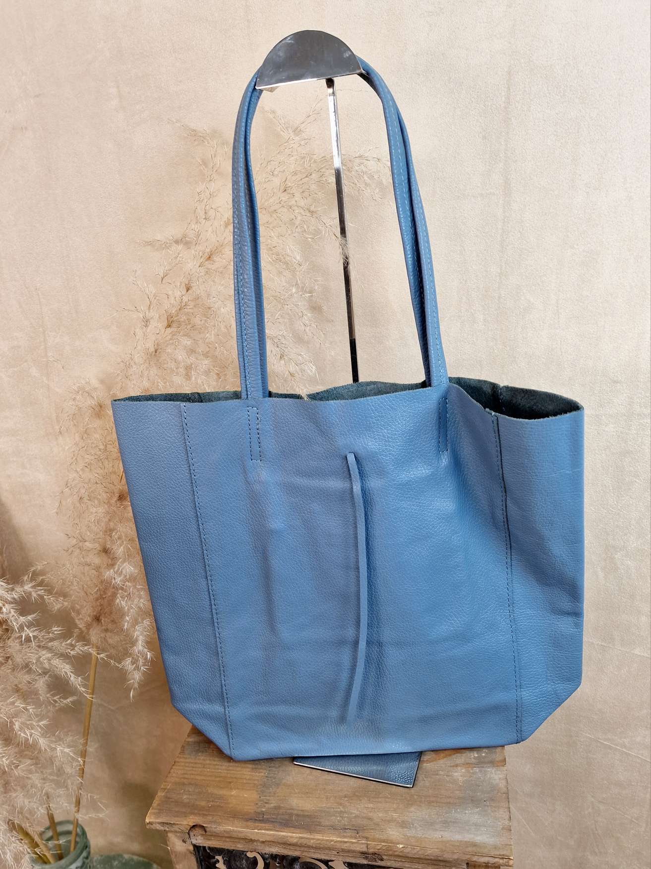 BASIC LEDER SHOPPER MARA JEANSBLAU Made in Italy Ledertasche Tasche BASIC LEDER SHOPPER MARA JEANSBLAU Made in Italy Ledertasche Tasche