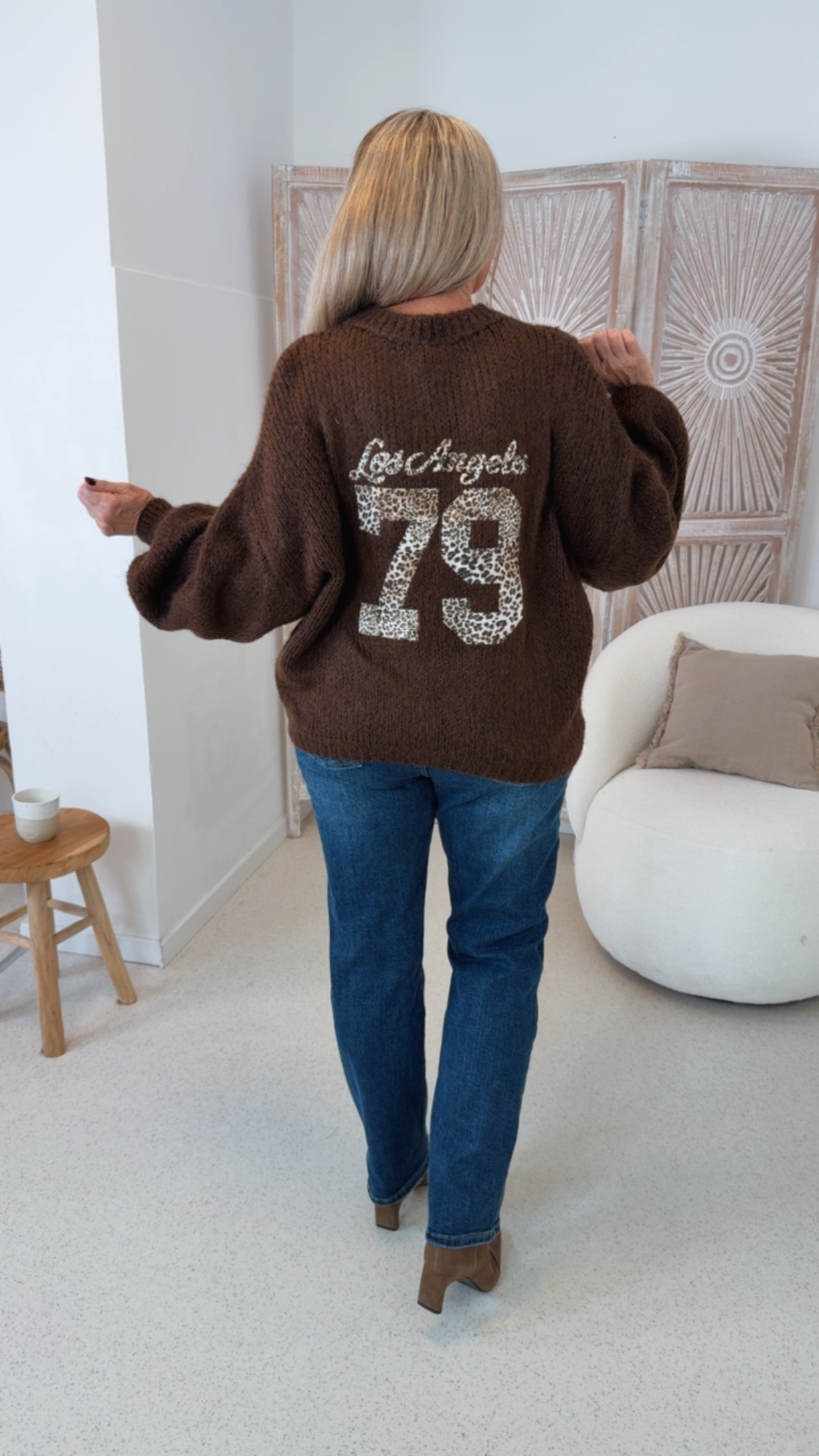 KUSCHELIGER KNIT SWEATER LOS ANGELES79 34-42 Made in Italy Strick Pullover