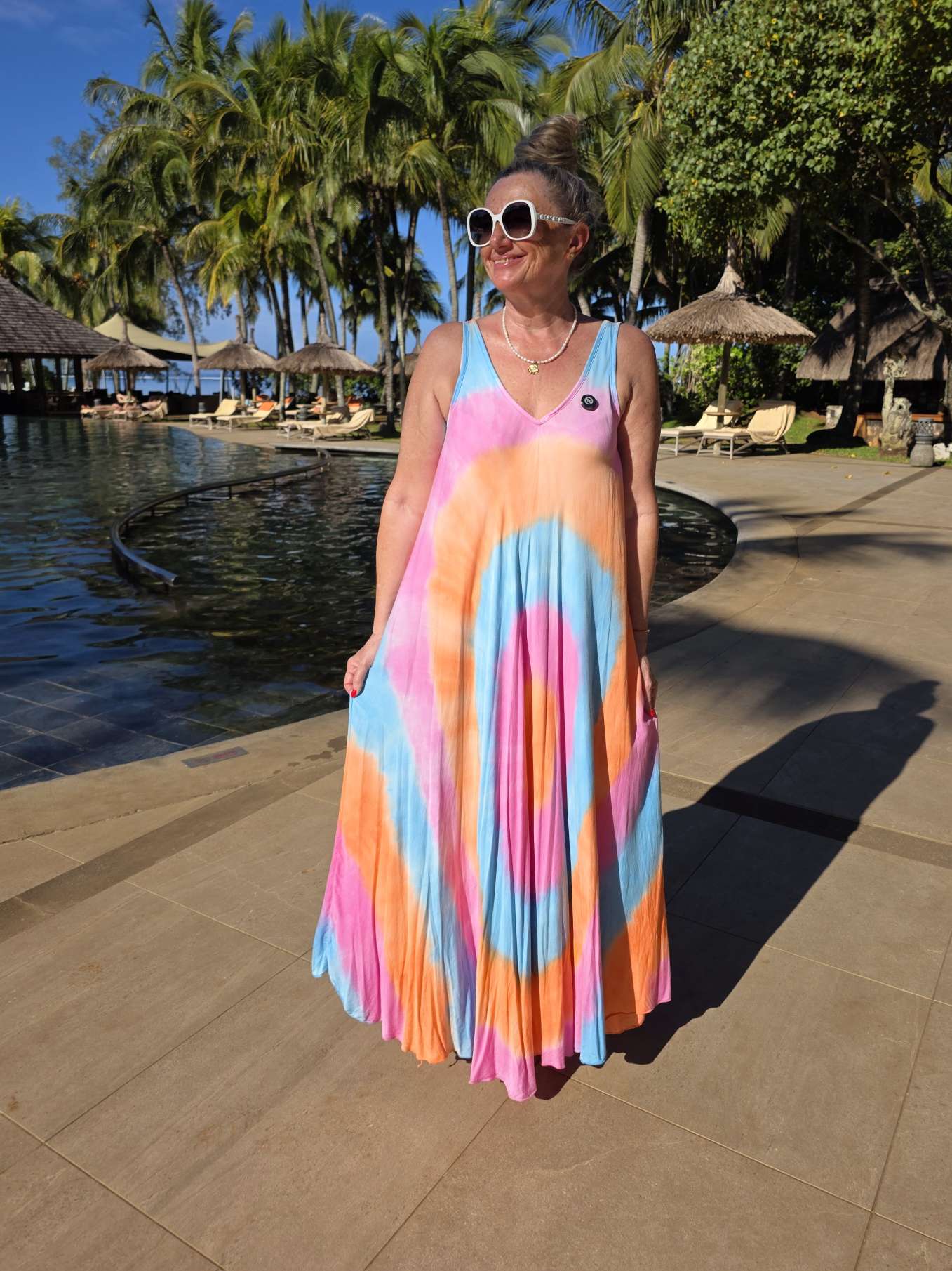 BATIK DRESS ANDY CIRCLE BUNT  36-44/46 Made in Italy Maxi Sommer Kleid Strandkleid Tie Dye 
