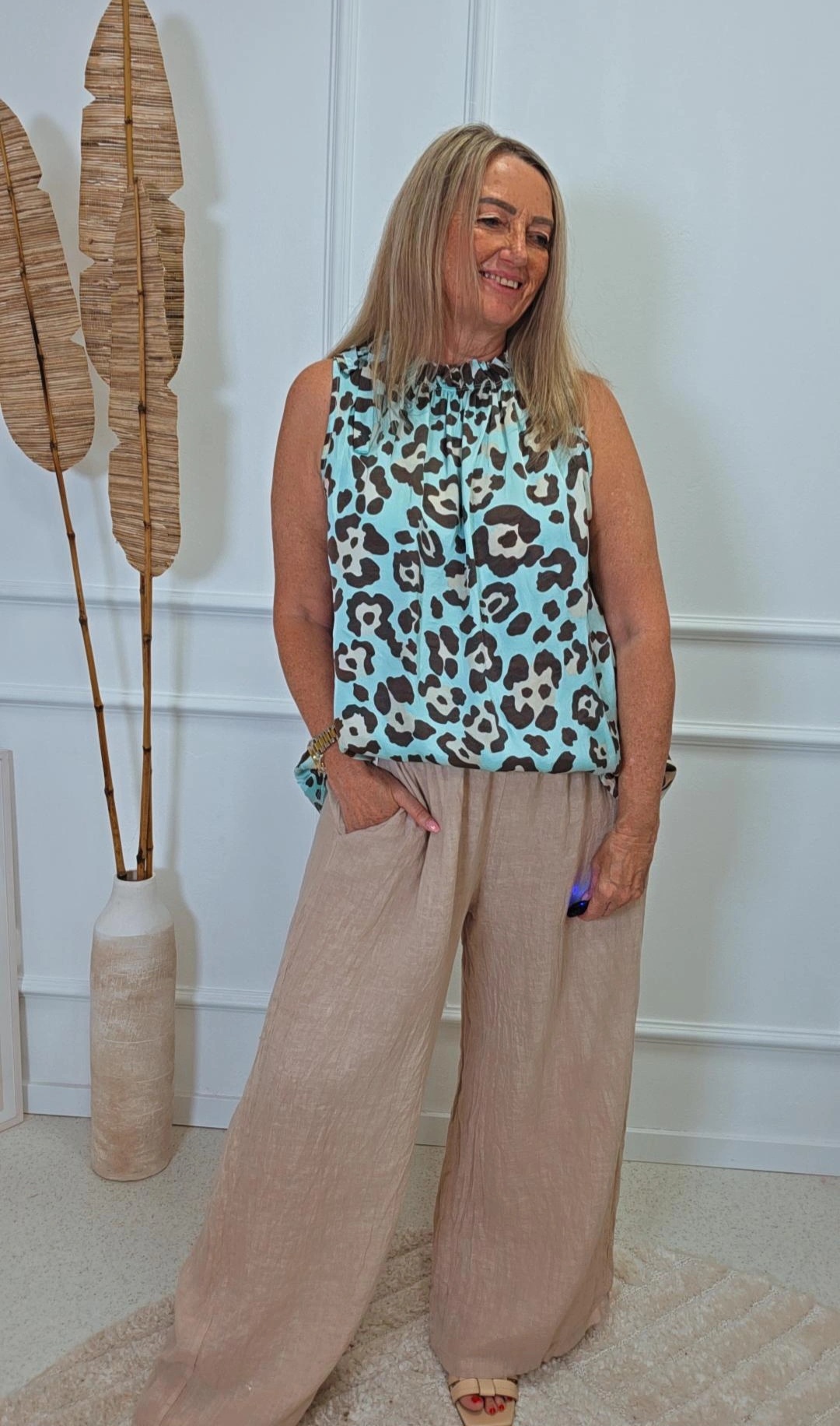 EDLES TOP JOSEPHINE SEIDENMIX SILK LEO Made in Italy 34-42/44