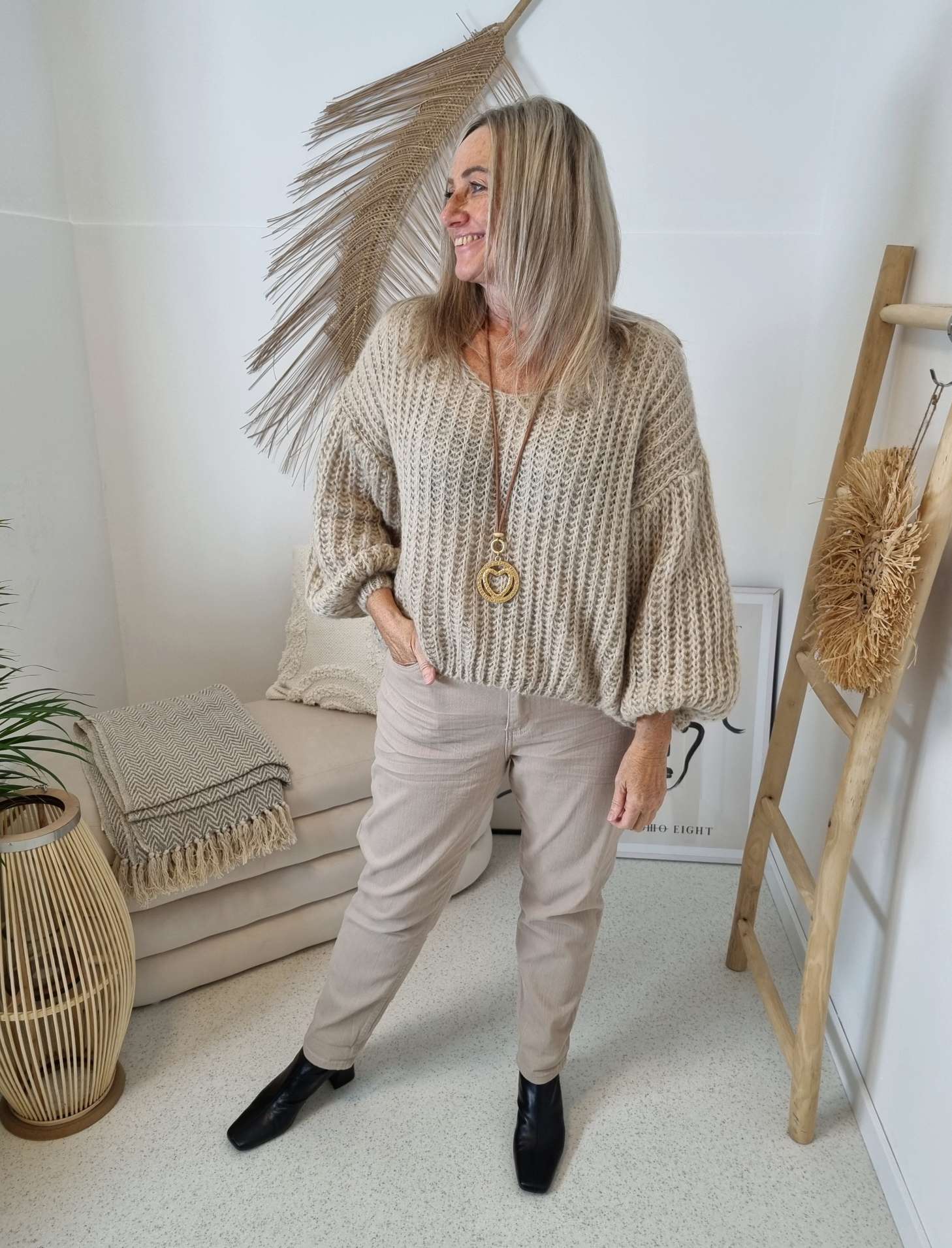 MOM JEANS EMILY BEIGE - VARIANTENARTIKEL Denim Baggy Stretch Hose MOM JEANS EMILY BEIGE - VARIANTENARTIKEL Denim Baggy Stretch Hose