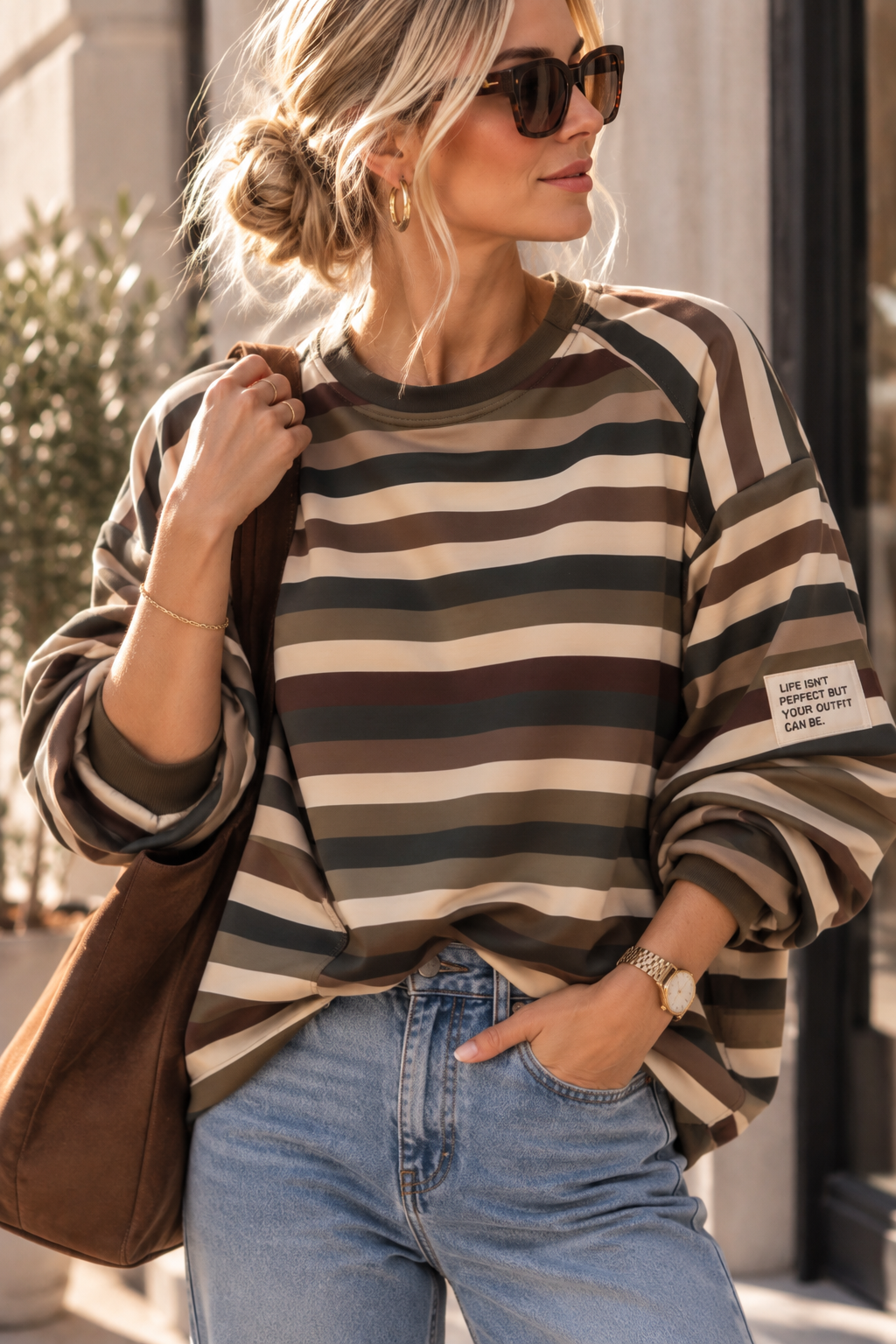 Sweatshirt „Ottavia“ – Streifen-Look | Made in Italy | passend bis ca. Gr. 42/44
