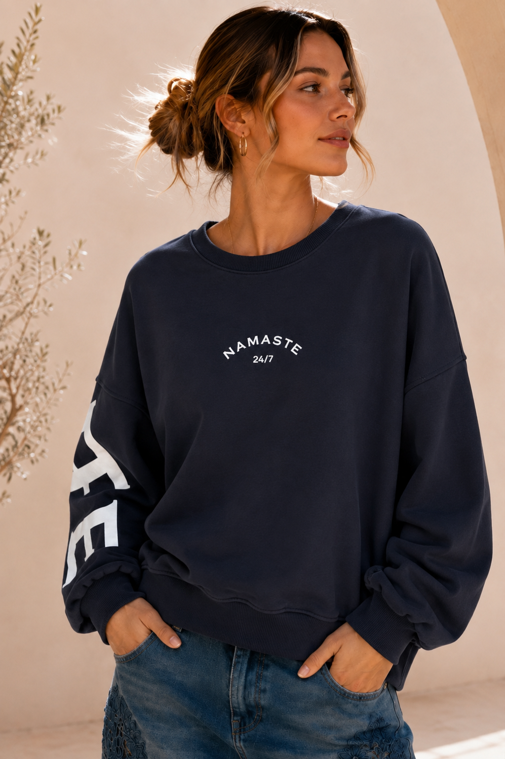 Sweatshirt „Namaste 24/7 Uni“ – Made in Italy | One Size bis ca. Gr. 42