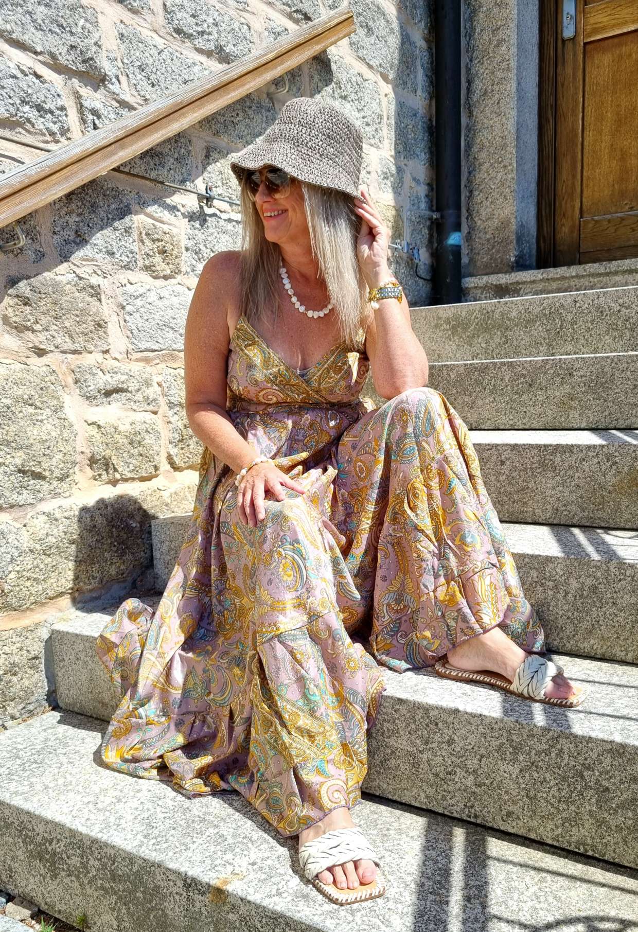 SILK DRESS MALEDIVE LONG VIO NUDE Boho Boheimian Seide Spaghettiträger Kleid Maxi Beach Sommer 34-40 SILK DRESS MALEDIVE LONG VIO NUDE Boho Boheimian Seide Spaghettiträger Kleid Maxi Beach Sommer 34-40