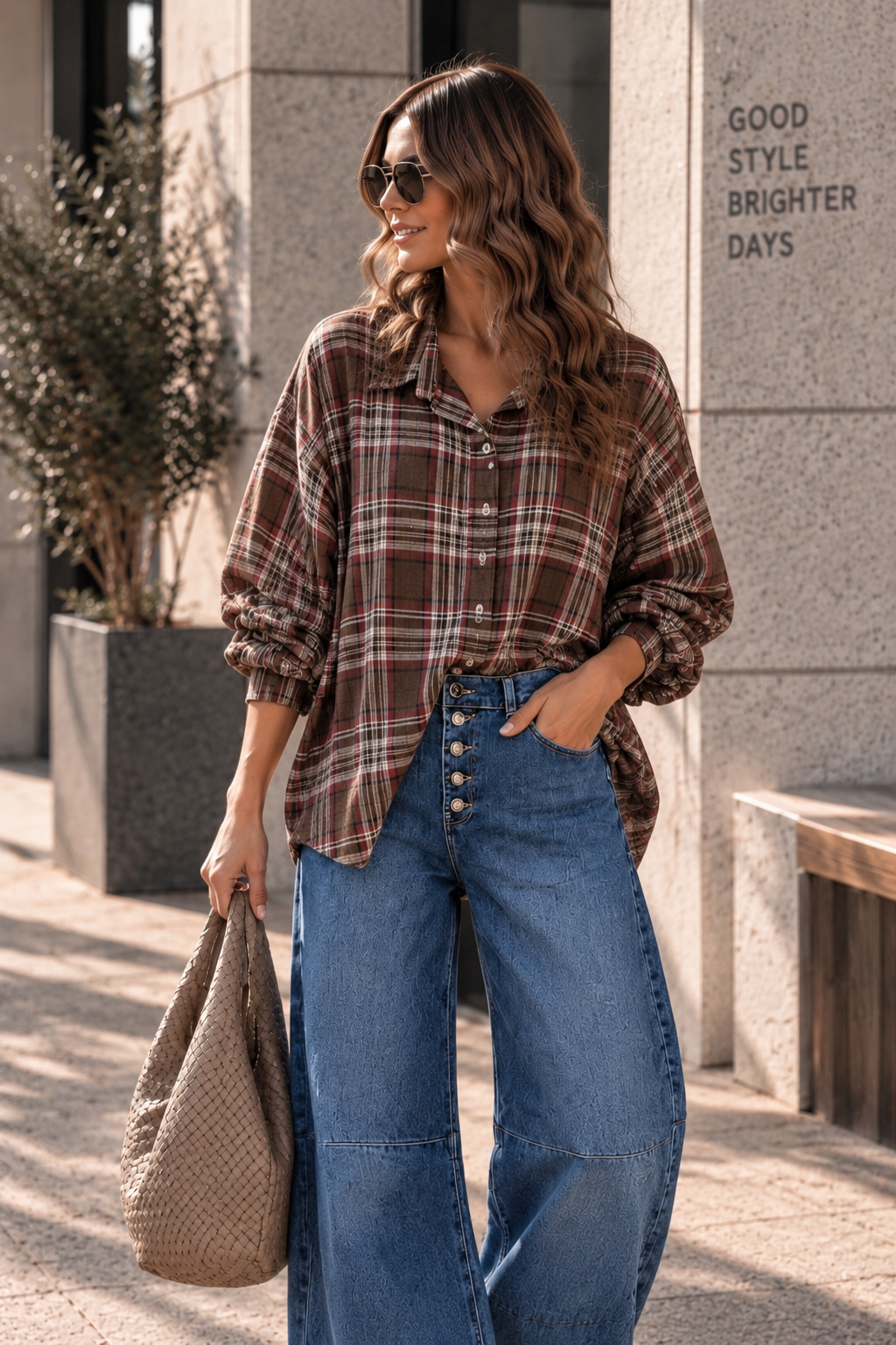 Oversize-Karo-Bluse I BL0139 I Made in Italy Gr. 34-44