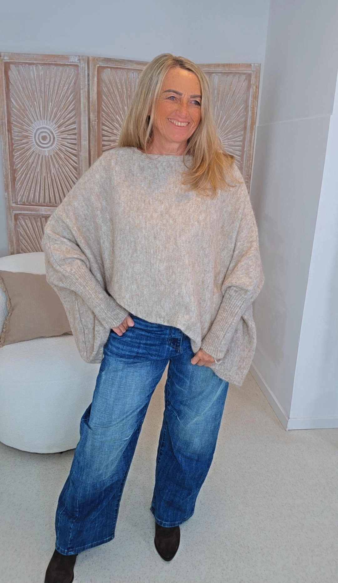 OVERSIZE ALPAKA PULLOVER MAREN 34-48/50 Made in Italy Strick / Knit Sweater