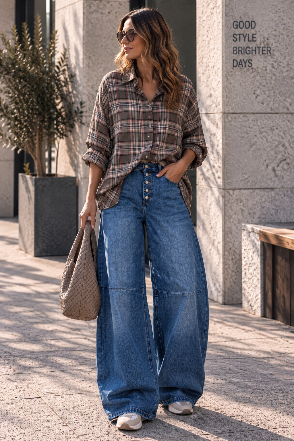 Oversize-Karo-Bluse I BL0139 I Made in Italy Gr. 34-44