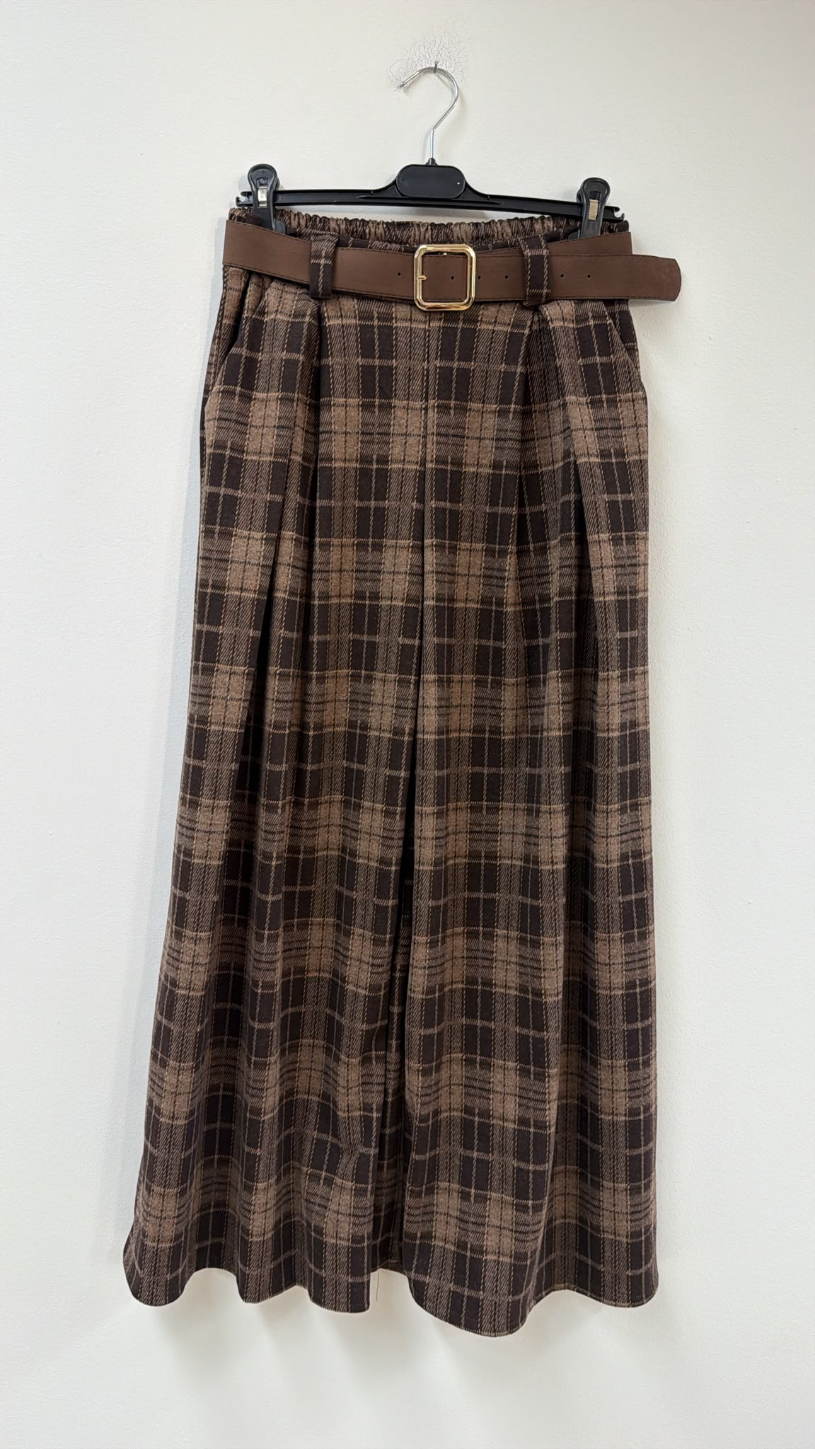Flanell-Karohose mit Gürtel I H0143 I 34-42 I Made in Italy