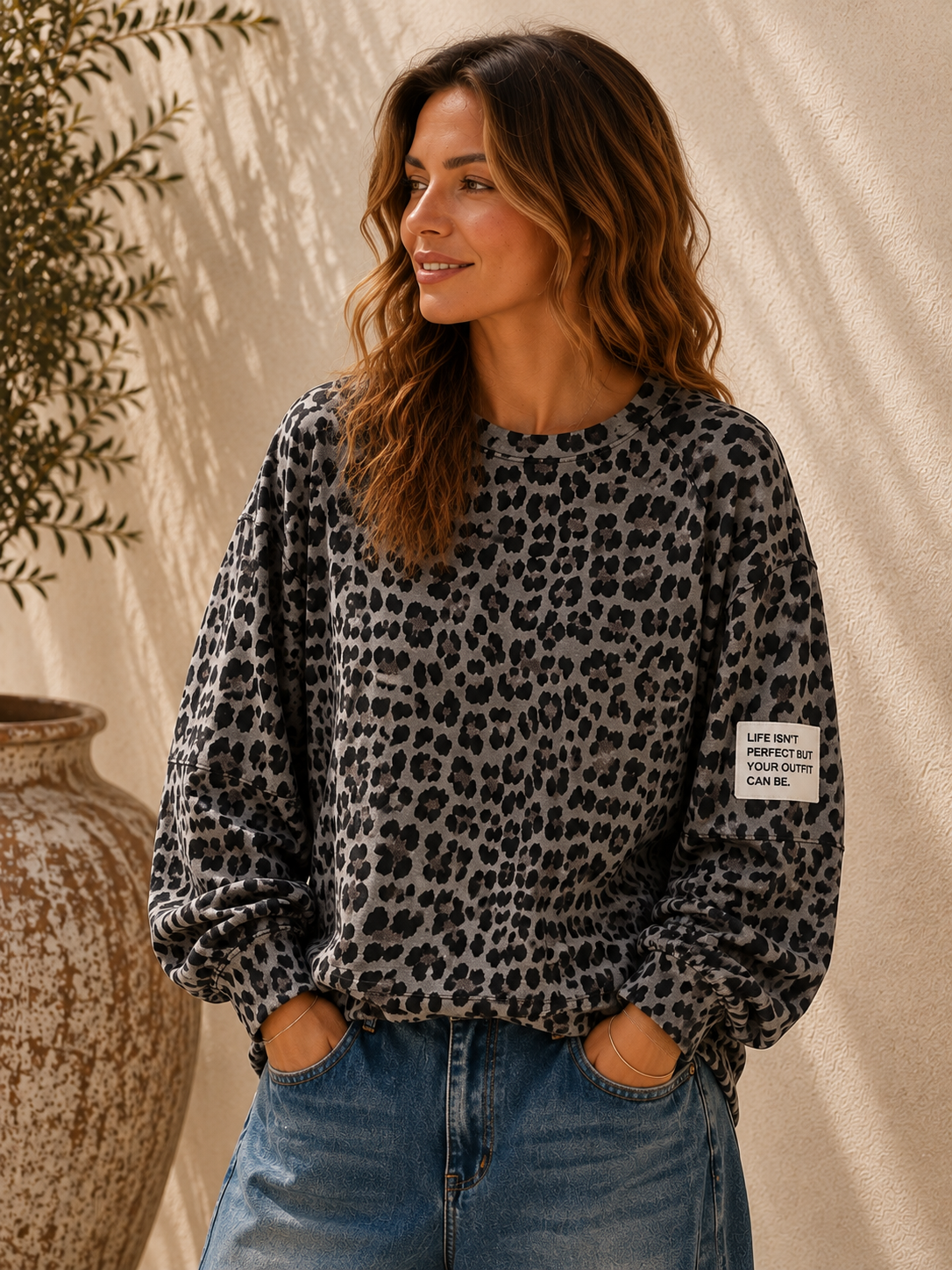 Sweater Leo Patch Juna Made in Italy 34-42 Sweatshirt