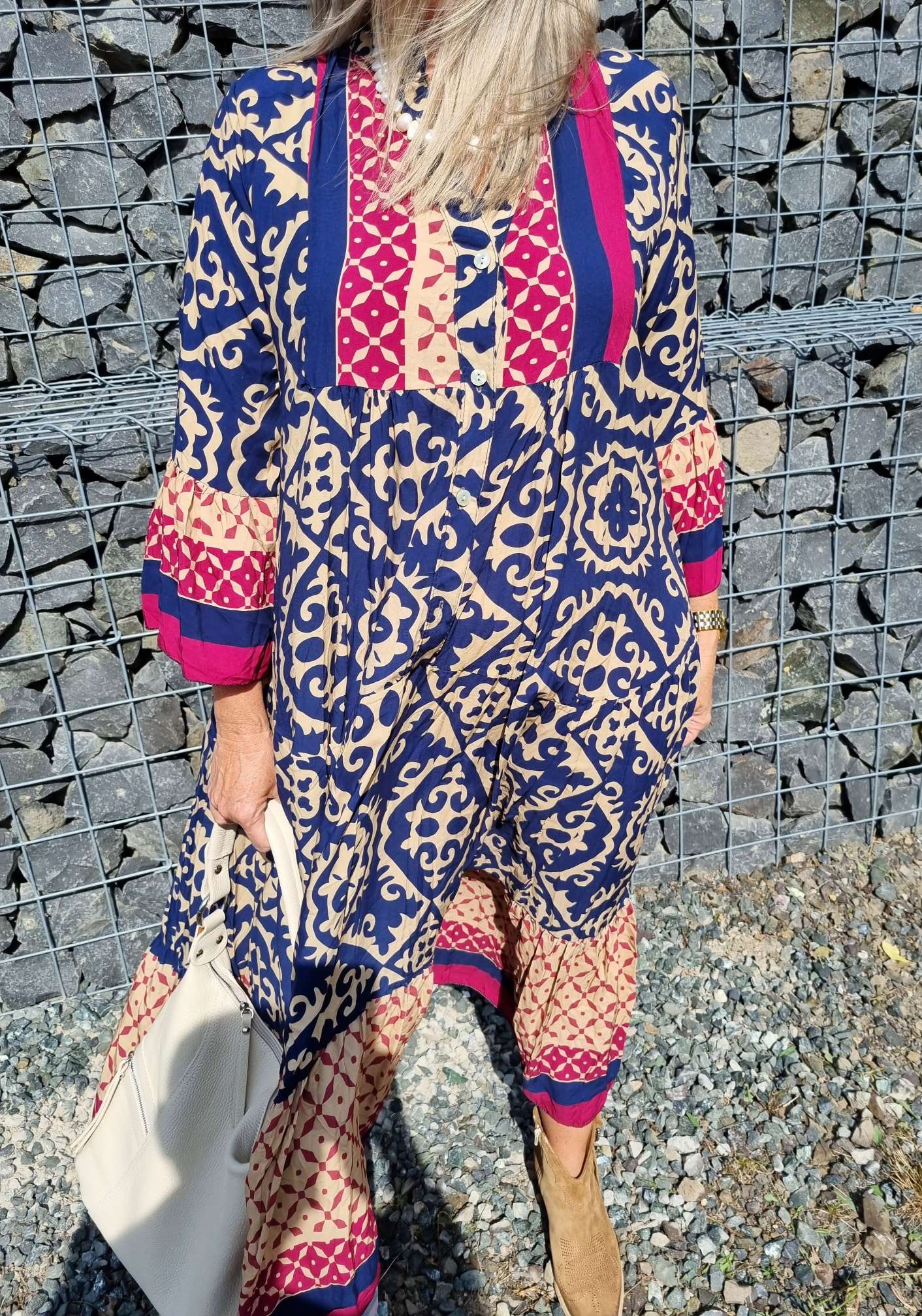 MAXI TUNIKA DRESS IRINA BLAU 34-42 Made in Italy langes Kleid Hängerchen Tunikakleid MAXI TUNIKA DRESS IRINA BLAU 34-42 Made in Italy langes Kleid Hängerchen Tunikakleid