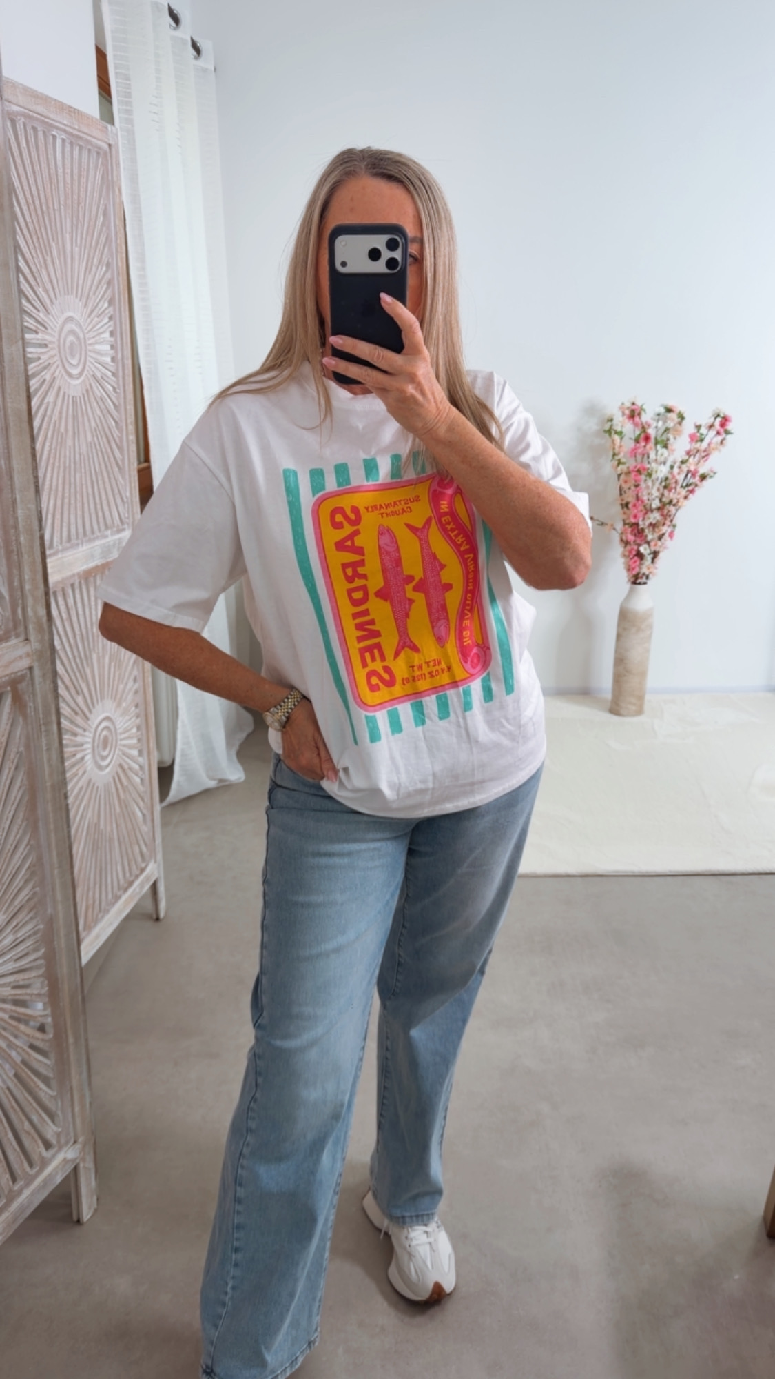 🐟☀️ Sommer T-Shirt Calymera Made in Italy 34-42/44 Sardines weiß