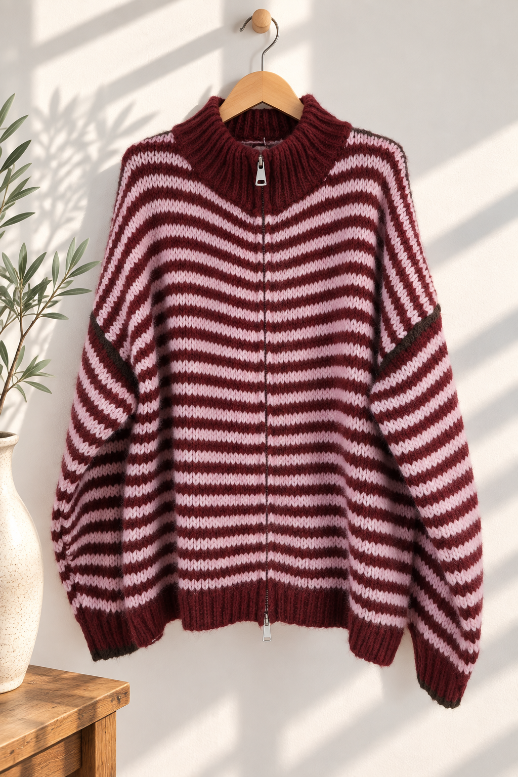 Cardigan mit Zwei-Wege-Reißverschluss – SJ0084 | Made in Italy 34-44 Strickjacke