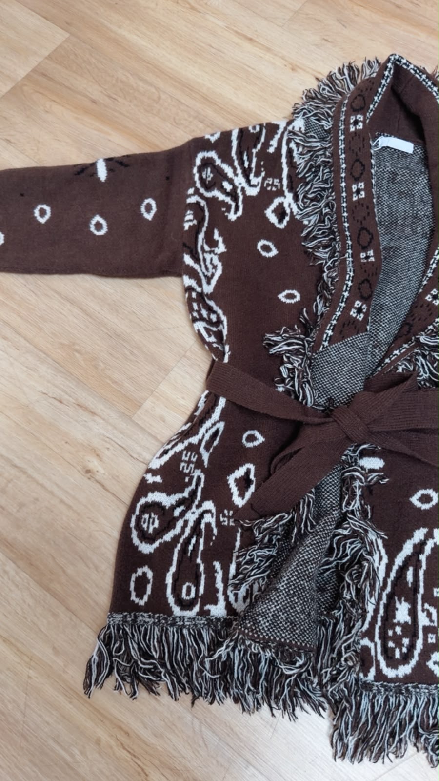 Cardigan mit Fransen & Gürtel Paisley-Muster SJ0179 I Made in Italy 34-42