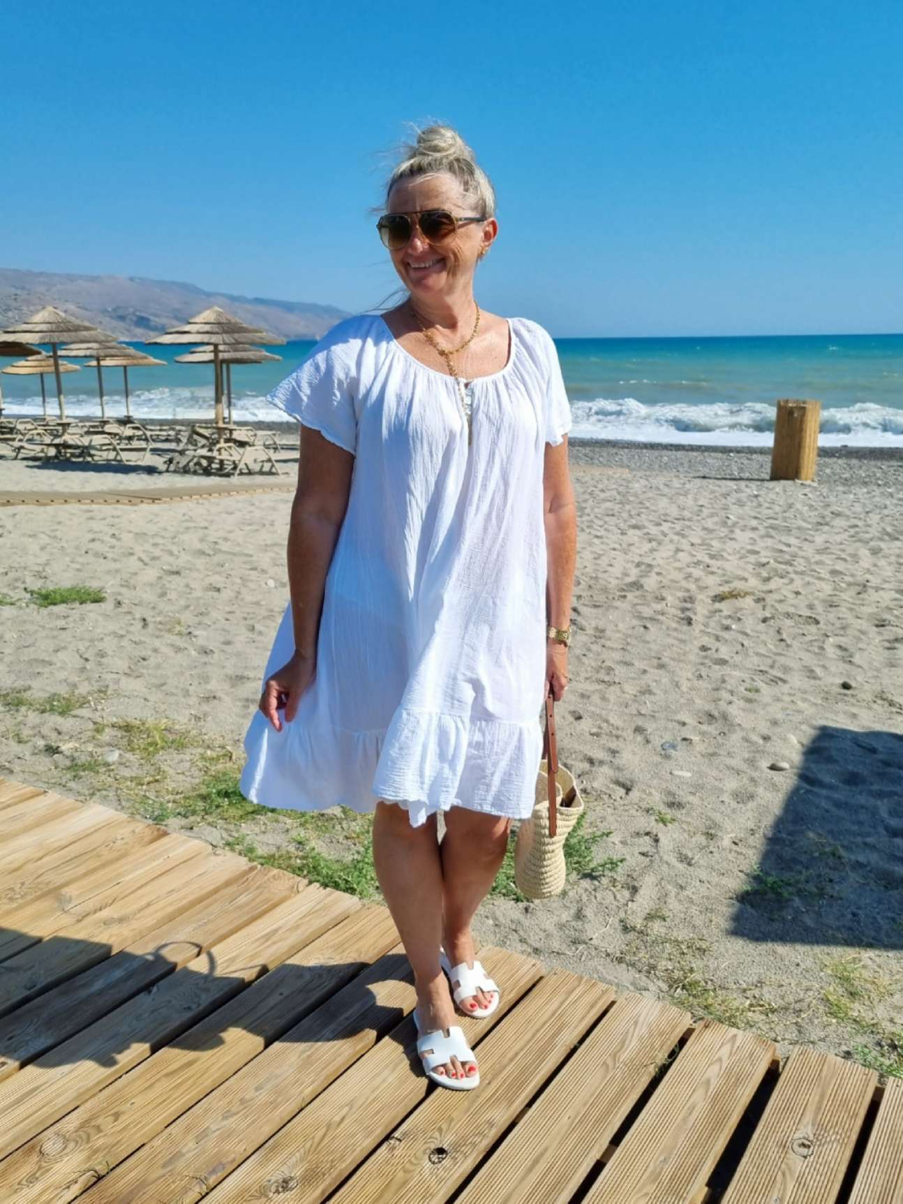 MIDI DRESS CAPRI WEISS 34-42 Made in Italy kurzesTunika Kleid Oversize Longbluse Sommerkleid MIDI DRESS CAPRI WEISS 34-42 Made in Italy kurzesTunika Kleid Oversize Longbluse Sommerkleid