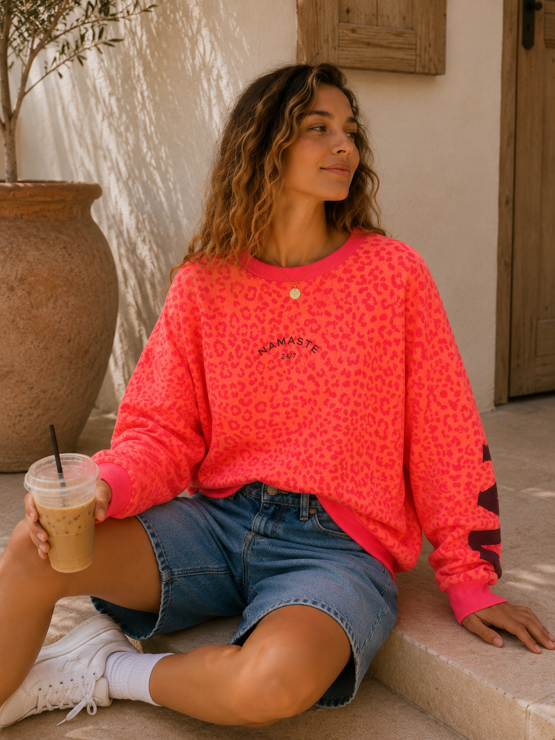 Sweatshirt „Namaste 24/7 LEO" – Made in Italy | One Size bis ca. Gr. 42