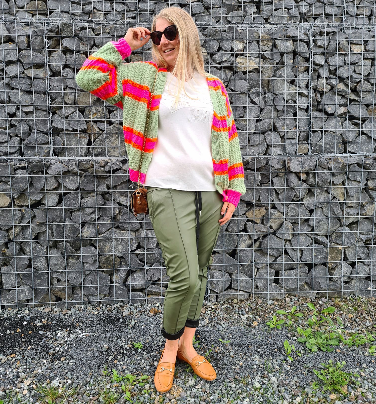 SHORT KNIT CARDIGAN MYKONOS STRIPES BUTTONS LIGHT GRÜN ORANGE PINK kurze Strick Jacke Made in Italy Streifen Knöpfe 34-42 SHORT KNIT CARDIGAN MYKONOS STRIPES BUTTONS LIGHT GRÜN ORANGE PINK kurze Strick Jacke Made in Italy Streifen Knöpfe 34-42