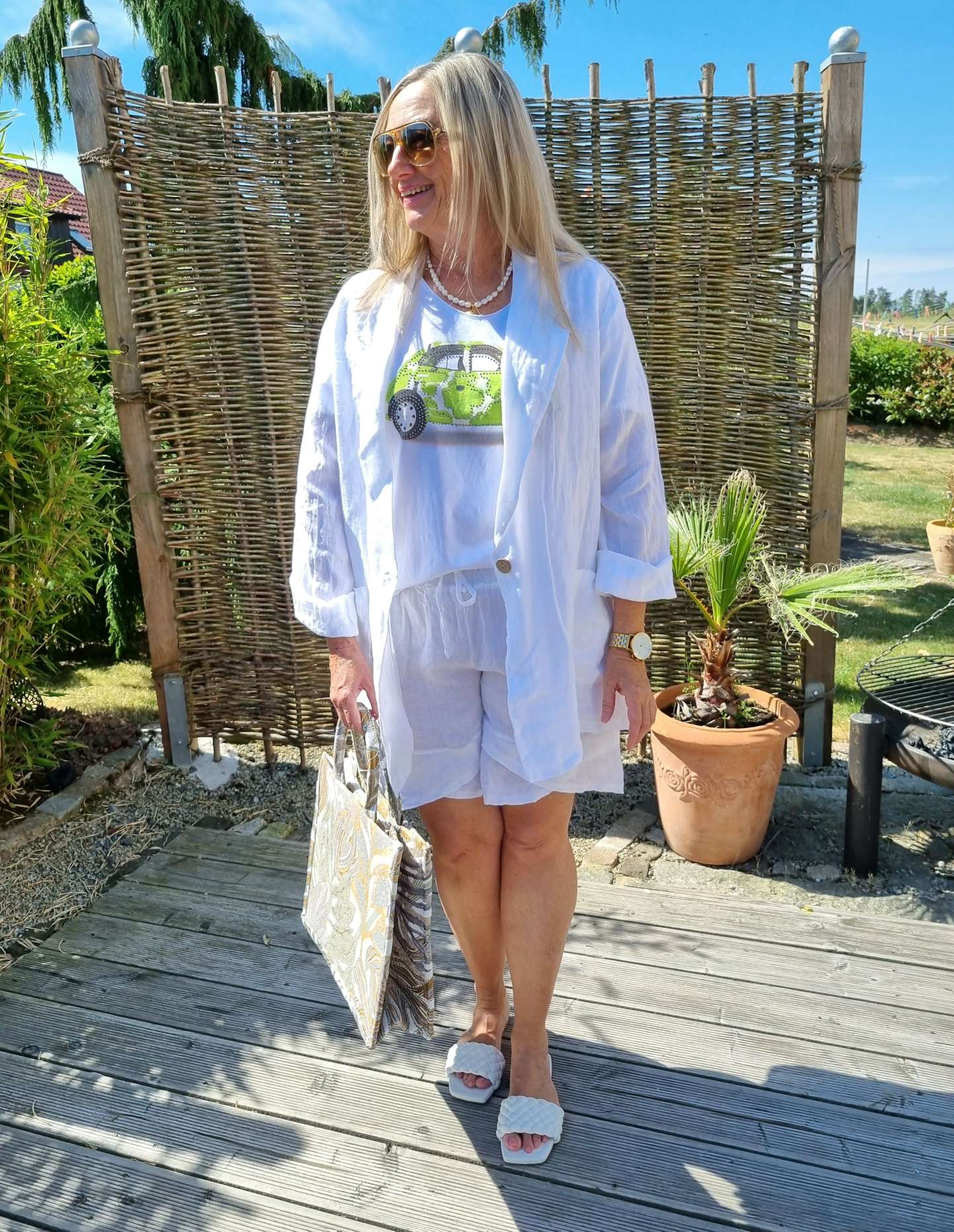 OVERSIZE LINEN BASIC BLAZER RIVA WEISS - Made in Italy Jacke Sakko Jacket LEINEN OVERSIZE LINEN BASIC BLAZER RIVA WEISS - Made in Italy Jacke Sakko Jacket LEINEN