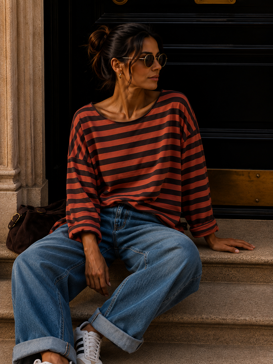 Longsleeve mit Streifen I LS0039 I Made in Italy 34-42