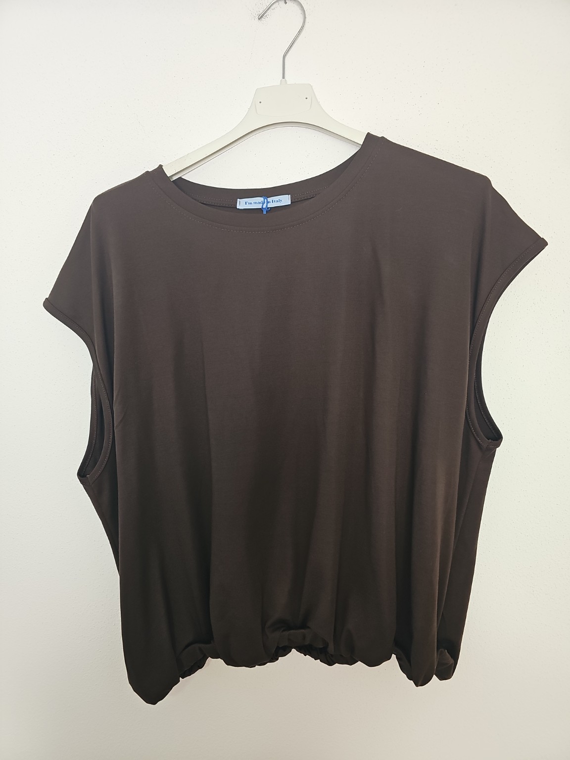 Basic T-Shirt Annalisa mit Gummibund Uni Made in Italy 34-40/42