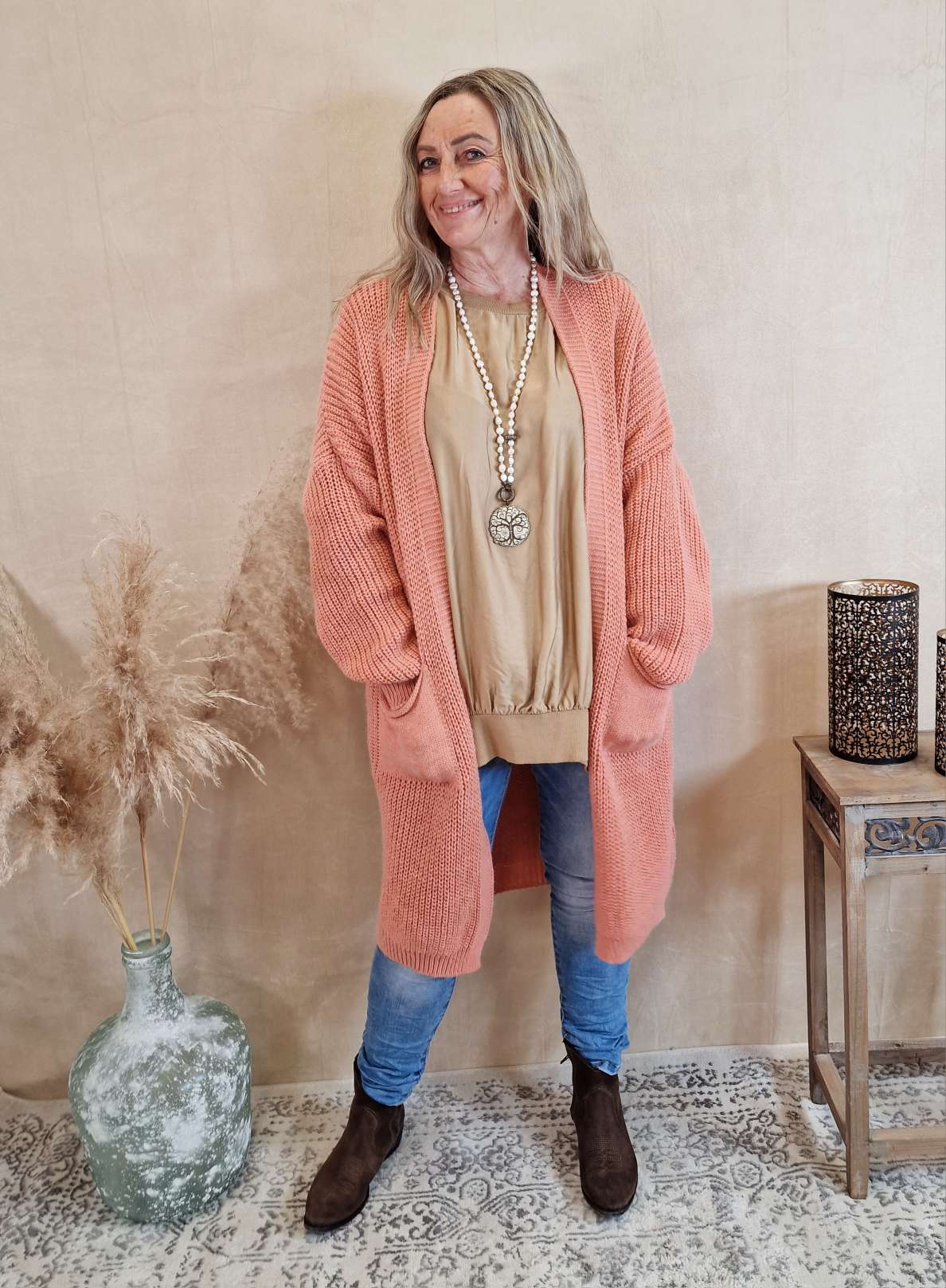 KNIT CARDIGAN EVELYN LACHS 34-42 Made in Italy Strickjacke Strickmantel Mantel KNIT CARDIGAN EVELYN LACHS 34-42 Made in Italy Strickjacke Strickmantel Mantel