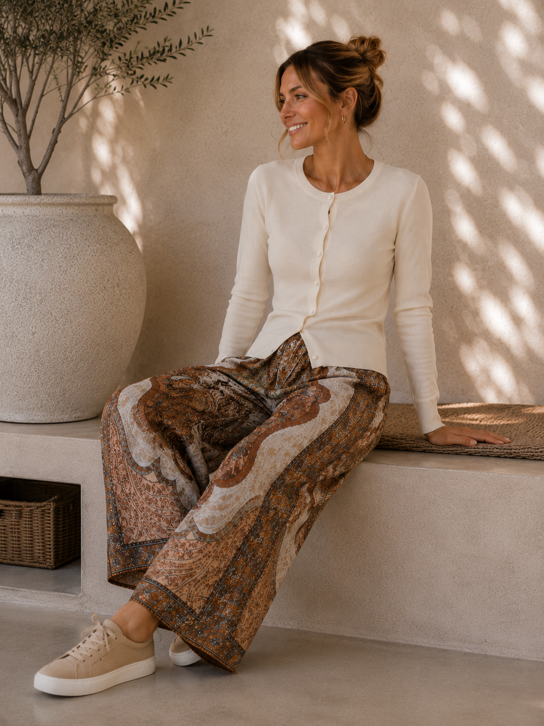 Hose Itziar – fließende Viskosehose Paisly Muster Made in Italy 34-40/42