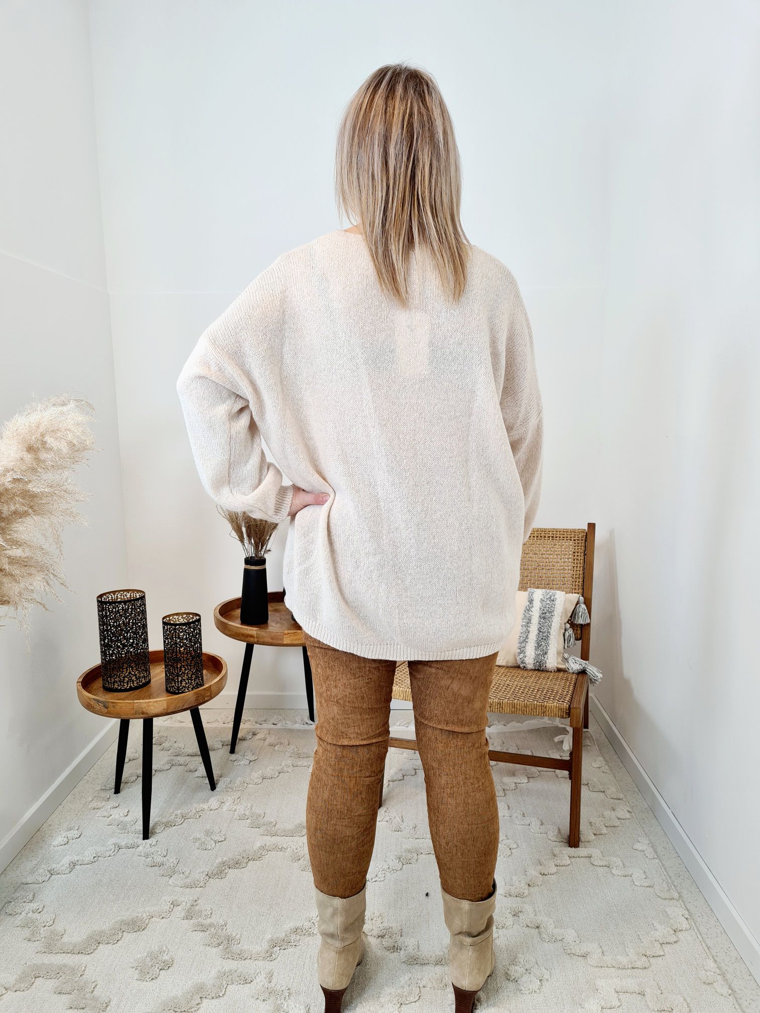 LIGHT KNIT SWEATER RENO CREME Strickpullover Pullover Langarm Longsleeve 34-42 Oversize Made in Italy LIGHT KNIT SWEATER RENO CREME Strickpullover Pullover Langarm Longsleeve 34-42 Oversize Made in Italy