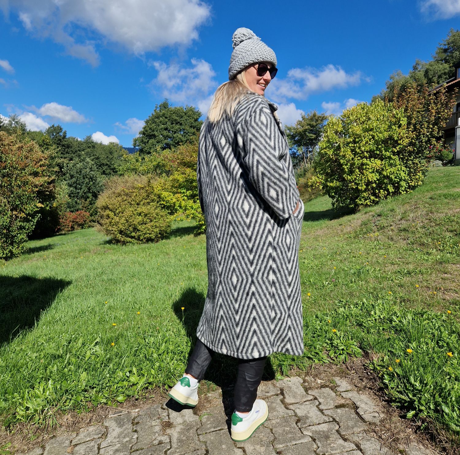 WOLL MANTEL MERLE STRIPES GRAU 36-42 Made in Italy Winter Jacke Fleece Mantel COAT WOLL MANTEL MERLE STRIPES GRAU 36-42 Made in Italy Winter Jacke Fleece Mantel COAT